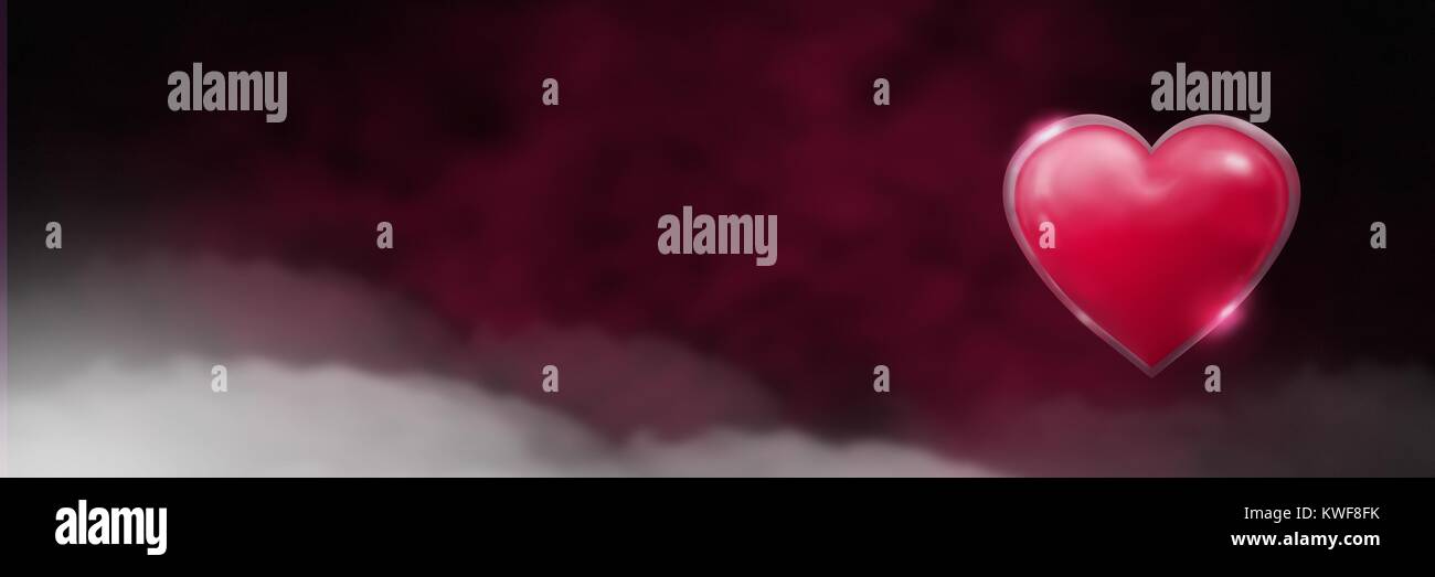 Coeur brillant avec fond violet brumeux Banque D'Images