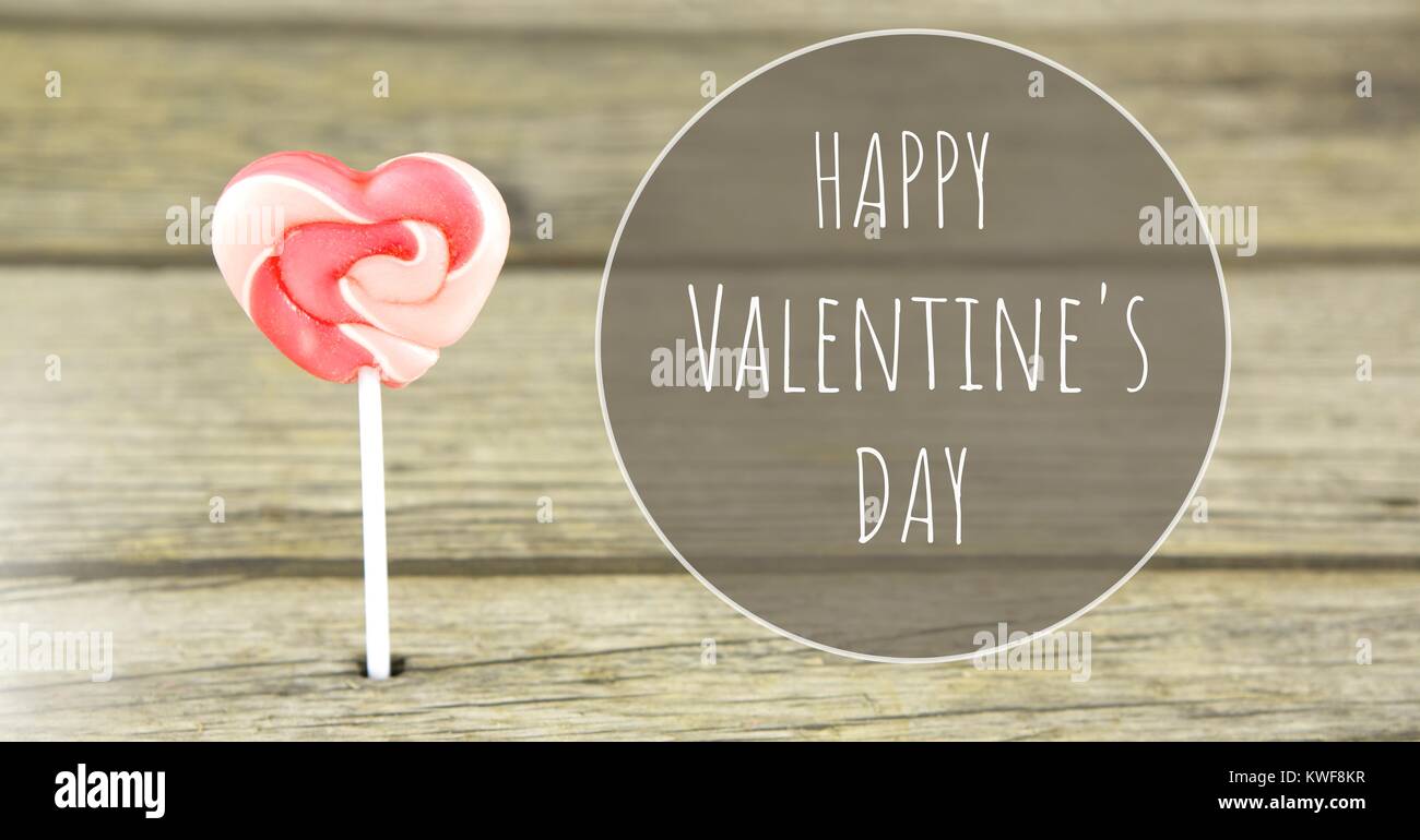 Bonne Saint Valentin texte et coeur Lollipop Banque D'Images