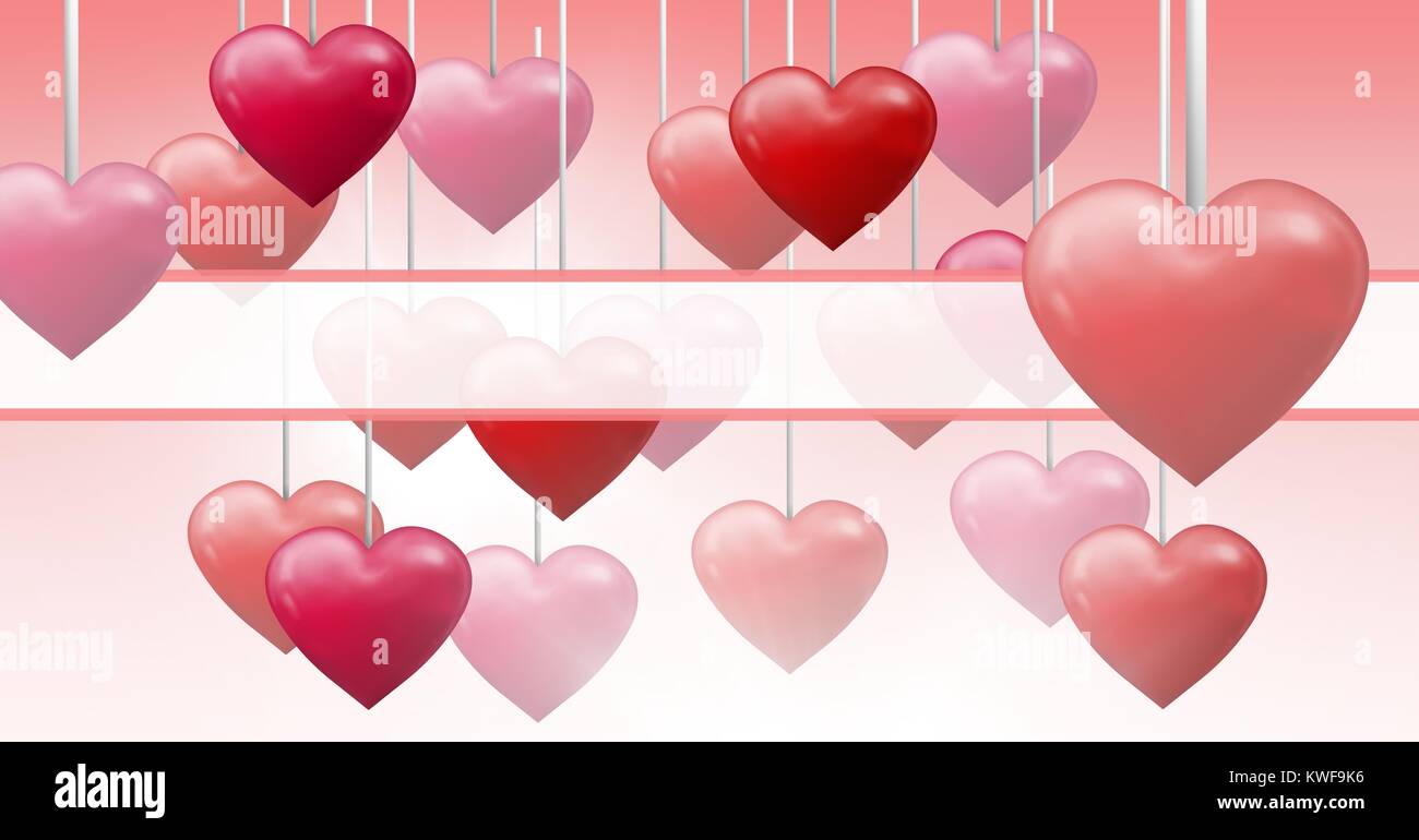 Cœur de Saint-Valentin pétillant accroché à une corde avec une boîte vide Banque D'Images