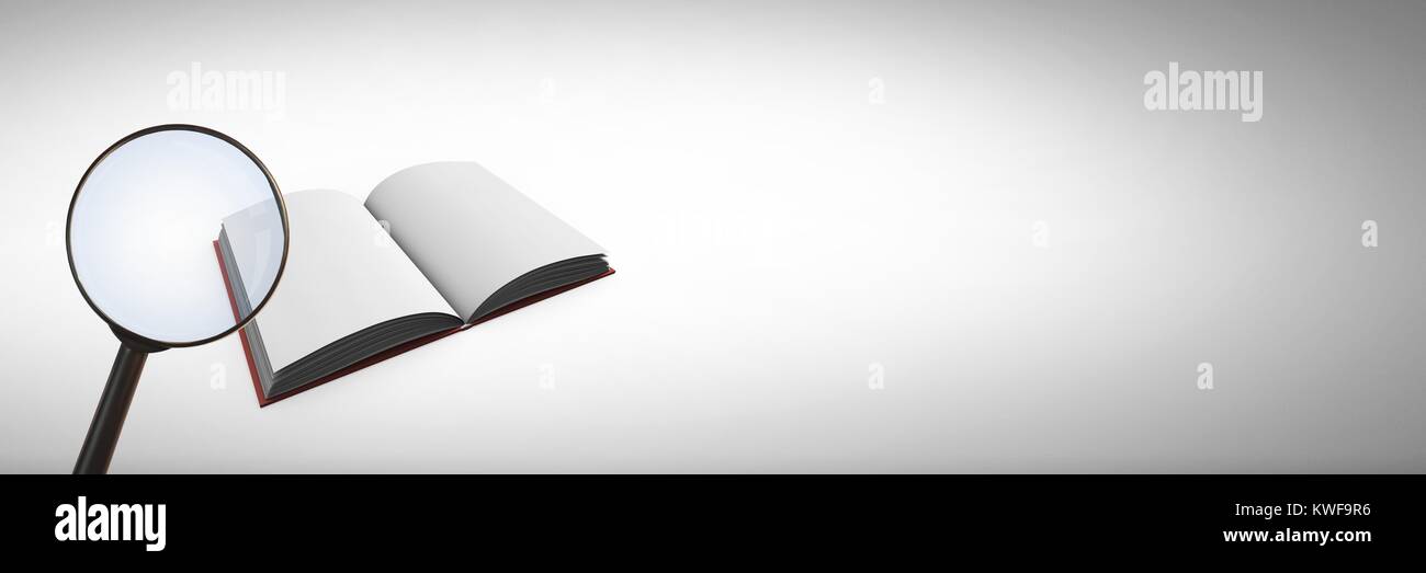 Loupe 3D sur livre Banque D'Images