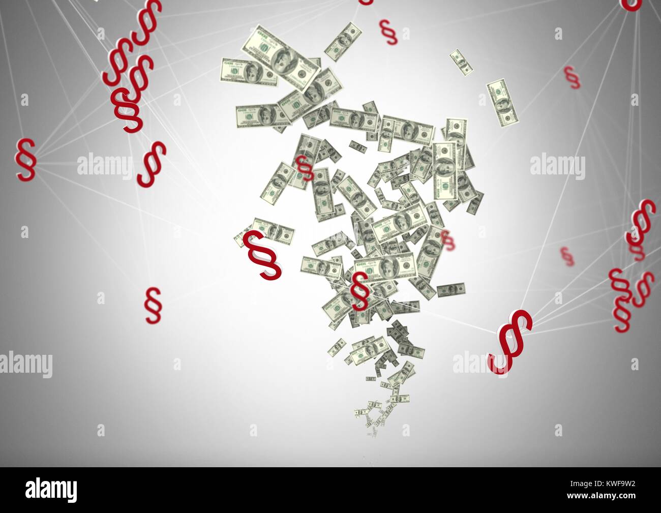 Icônes de symbole de section 3D avec billets Banque D'Images