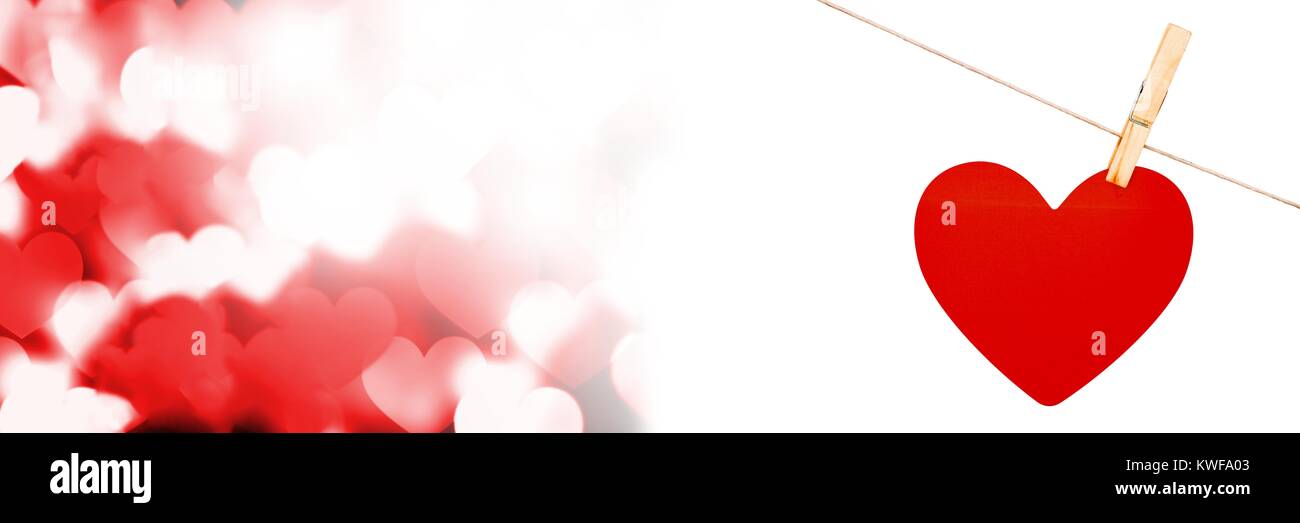 Saint-Valentin suspendu coeur et amour coeur fond Banque D'Images