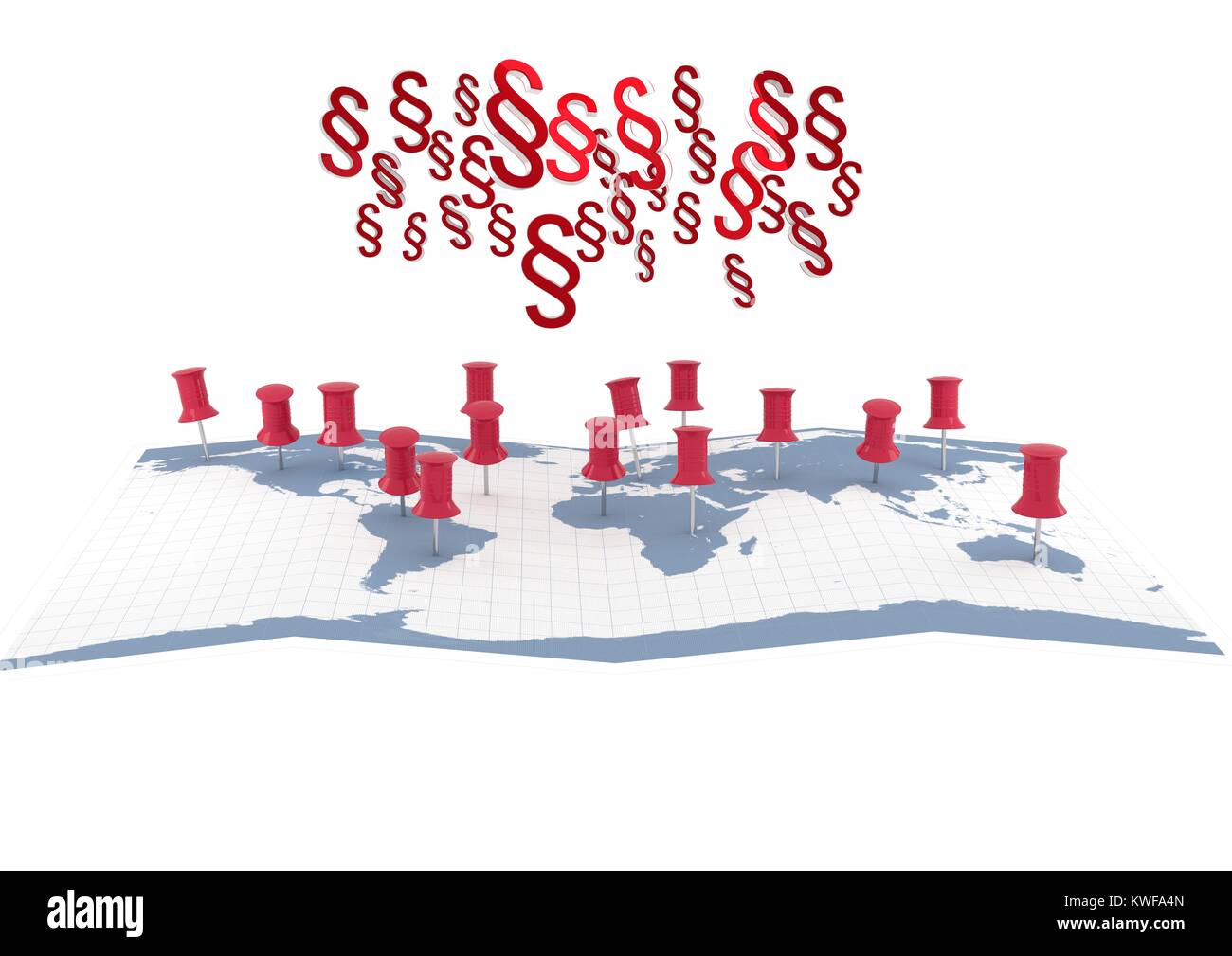 Icônes de symbole de section 3D avec carte du monde Banque D'Images