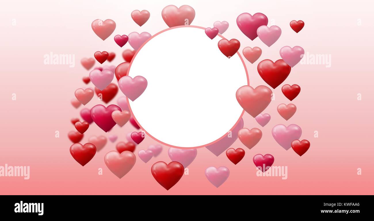 Cœurs de Saint-Valentin pétillant avec cercle vide Banque D'Images
