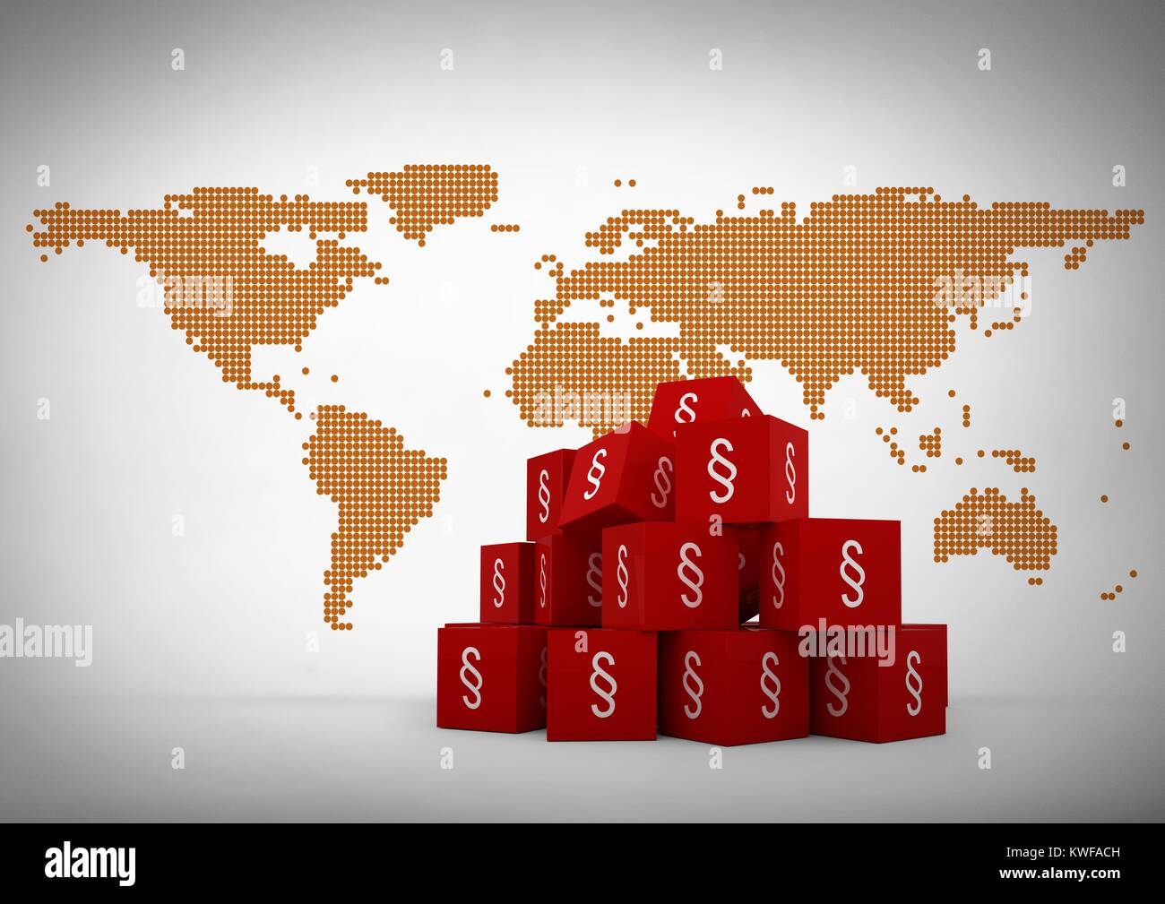 Icônes de symbole de section 3D avec carte du monde Banque D'Images