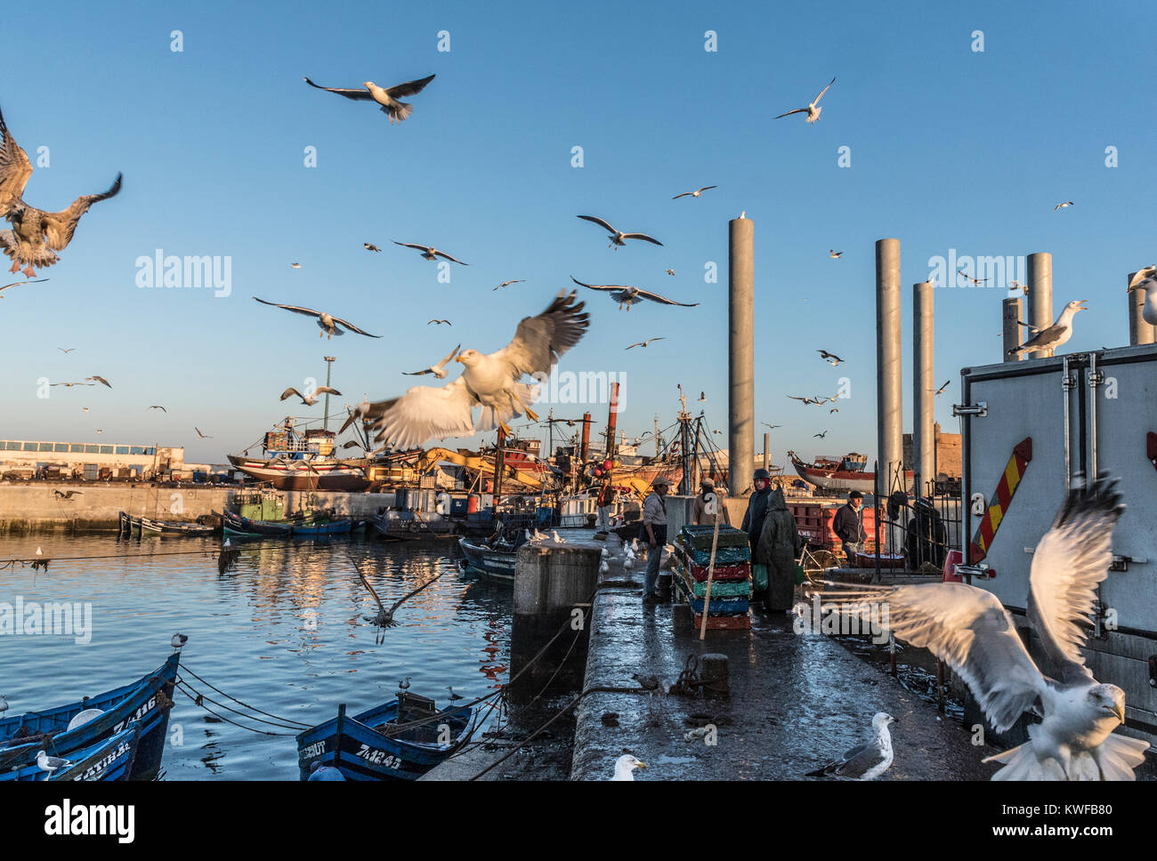 L'industrie de la pêche en action Commericial autour du port. Banque D'Images