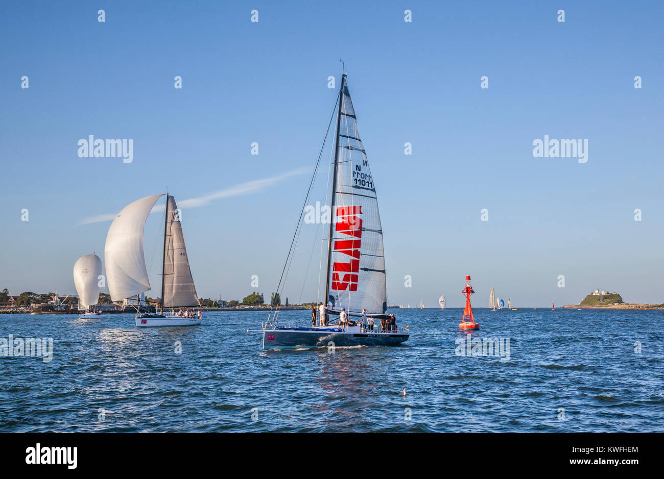 L'Australie, Nouvelle Galles du Sud, les yachts de la Newcastle Cruising Yacht Club 2014 Championshipentering australienne IRC Audi entrant Newcastle Banque D'Images