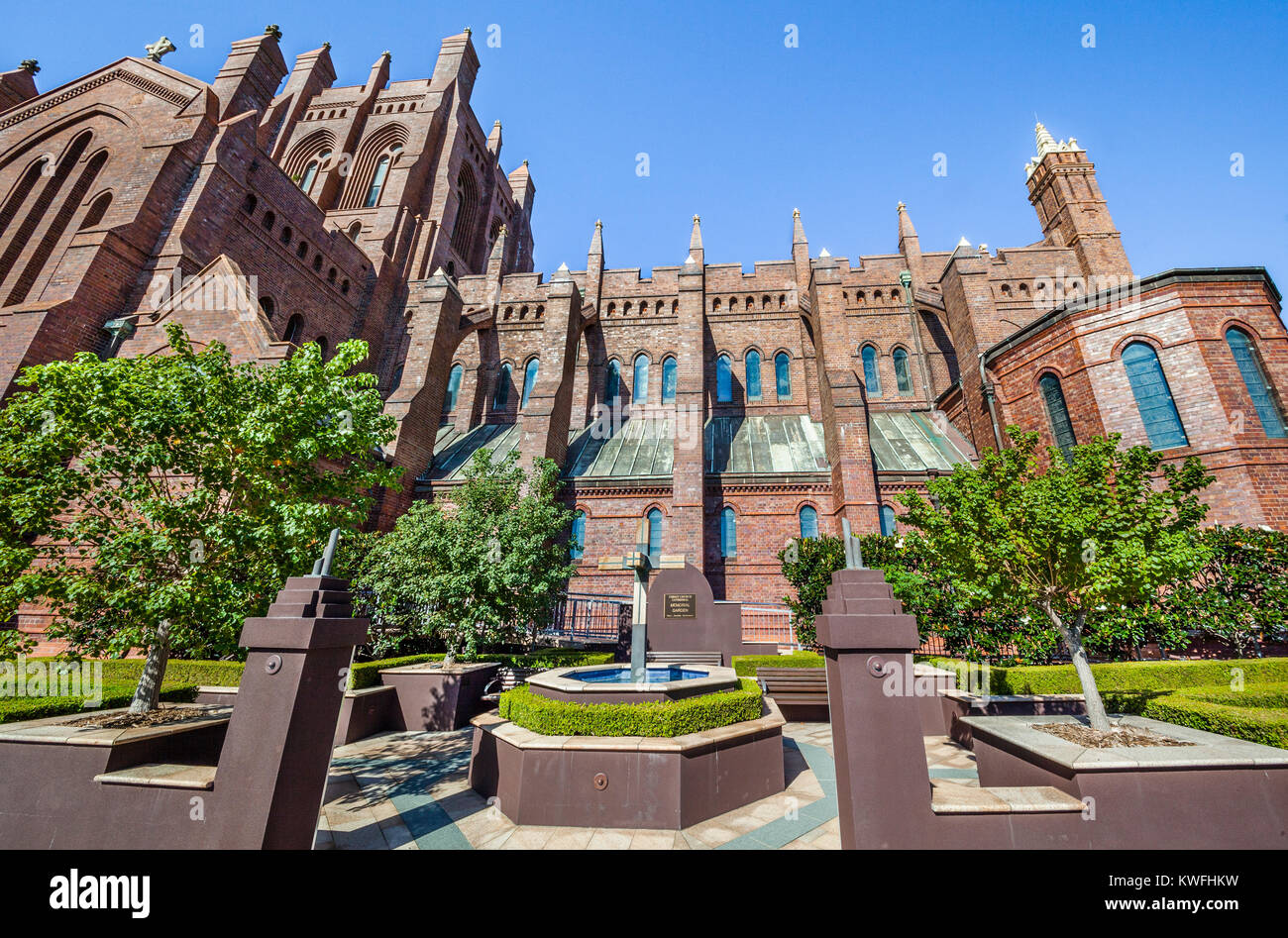 L'Australie, Nouvelle Galles du Sud, de Newcastle, de style néo-gothique de la cathédrale Christ Church (ou Cathédrale de l'Église du Christ Roi) Banque D'Images