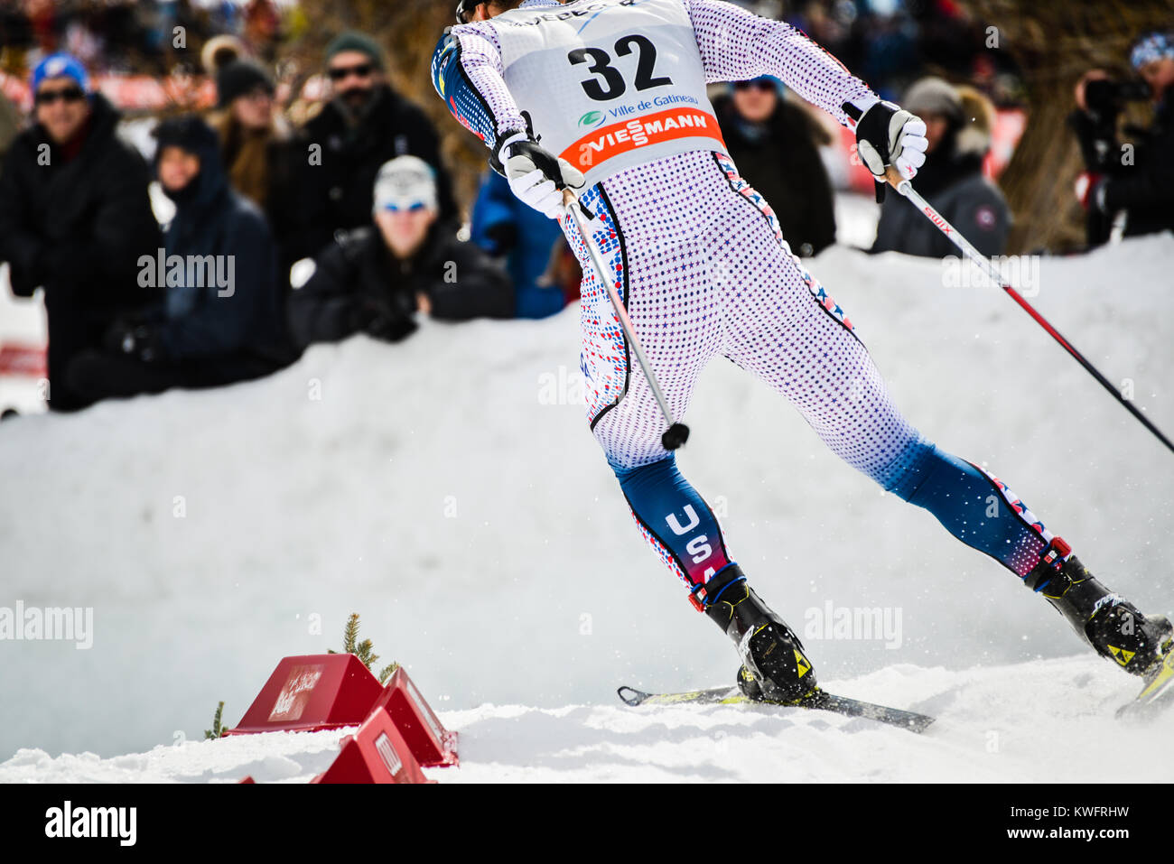 Membre de l'équipe de ski nous Simi Hamilton participe à la Coupe du Monde FIS à Sprint, Gatineau, Québec, Canada, 2016 Banque D'Images