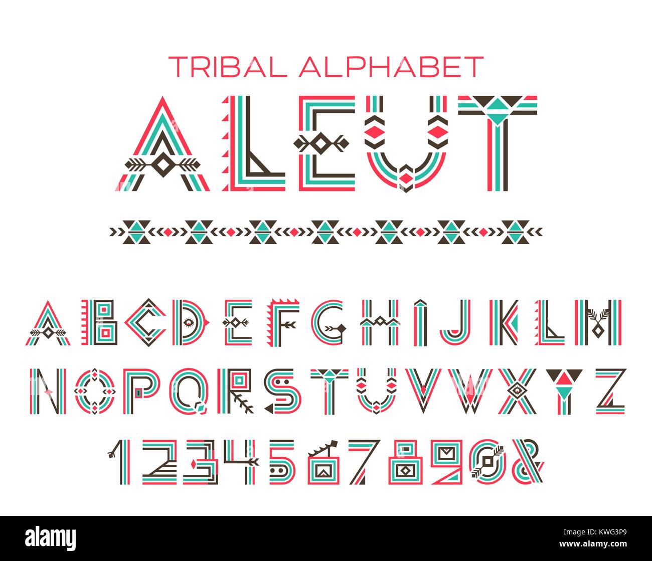 Alphabet Aléoute Tribal Illustration de Vecteur