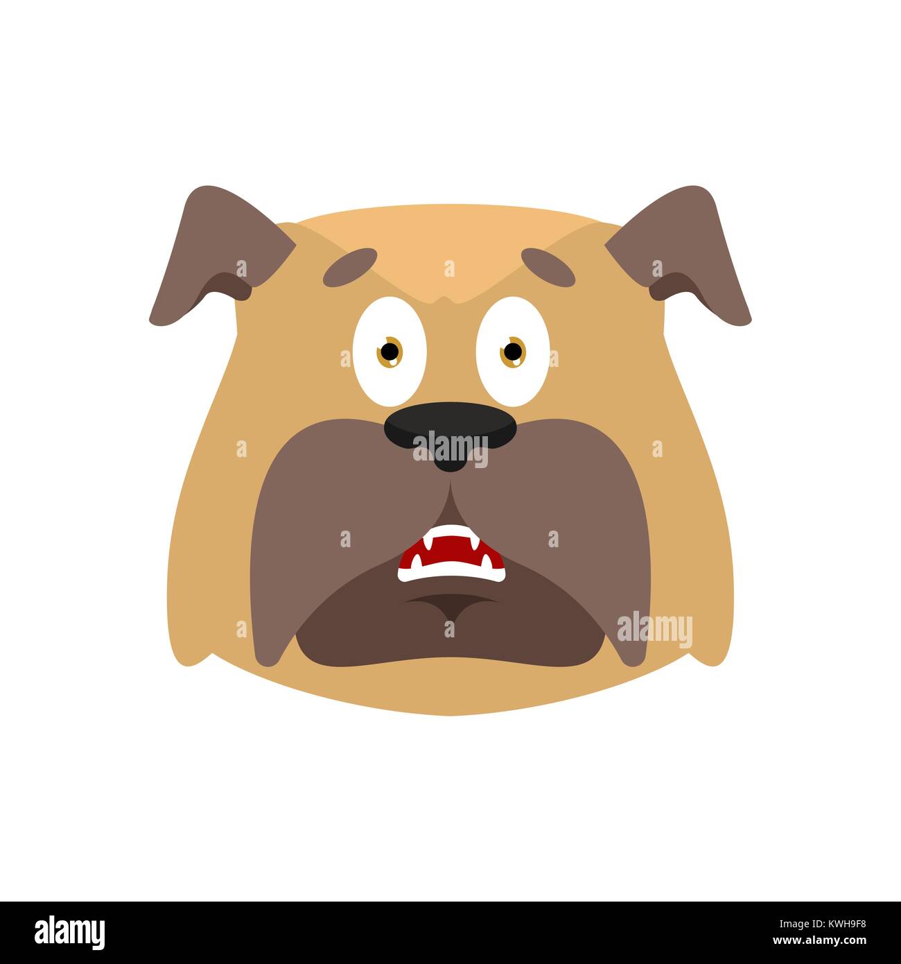 J'avais peur des chiens l'émotion. Oh mon Dieu Pet icônes emoji. Peur bulldog. Vector illustration Illustration de Vecteur