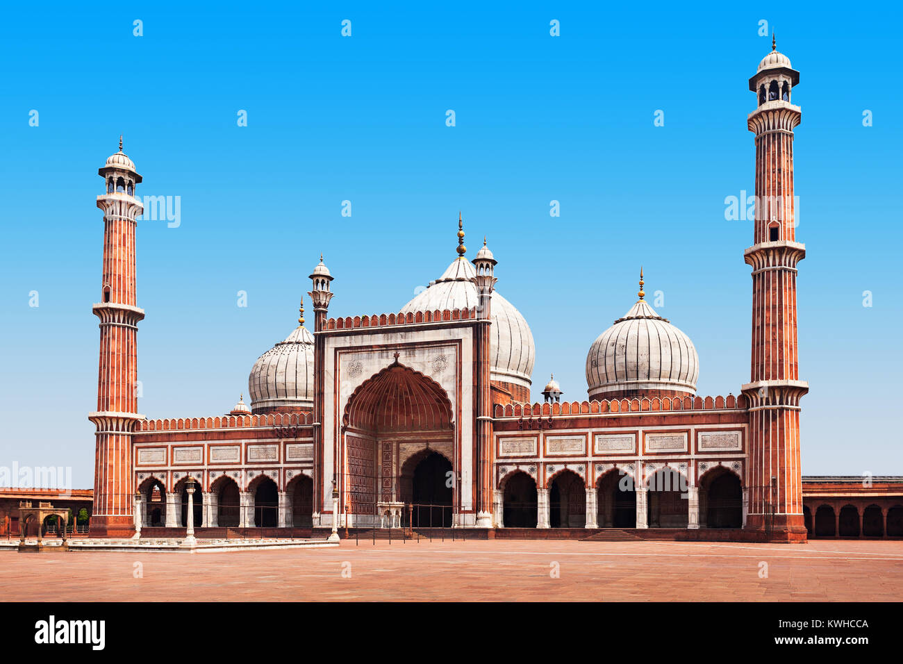 Jama Masjid est la principale mosquée de la vieille ville de Delhi en Inde. Banque D'Images