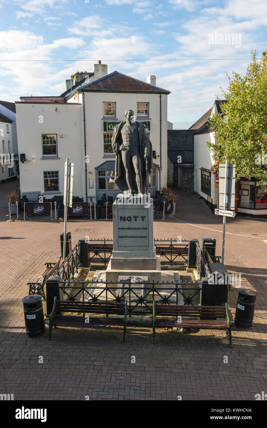 La Statue de Sir William Général Nott, Nott la place Saint-Marc. Portrait de Carmarthen, pays de Galles, Royaume-Uni. La plus vieille ville du Pays de Galles, Banque D'Images