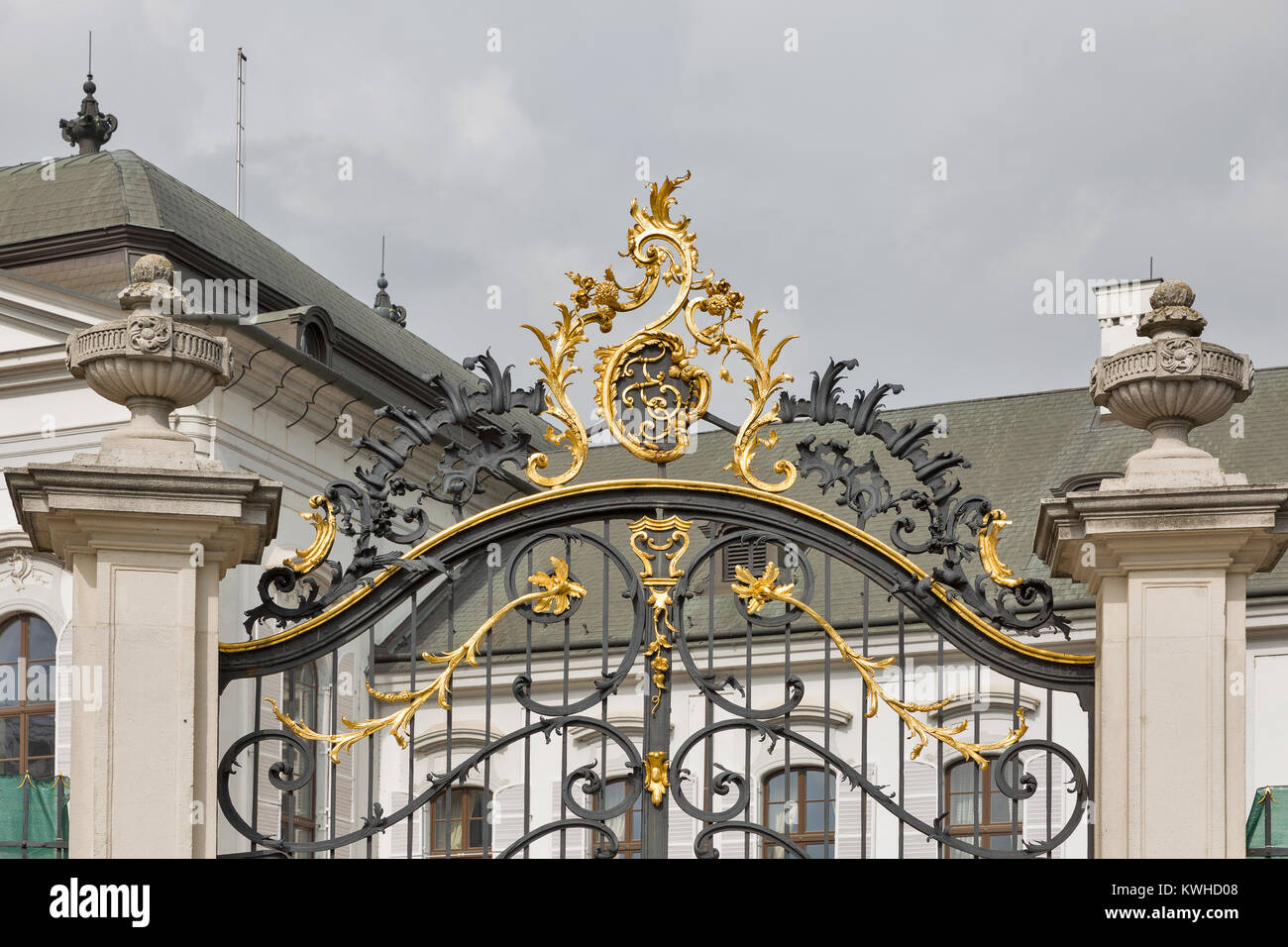 Porte du palais Grassalkovich, résidence du président à Bratislava, Slovaquie. Banque D'Images