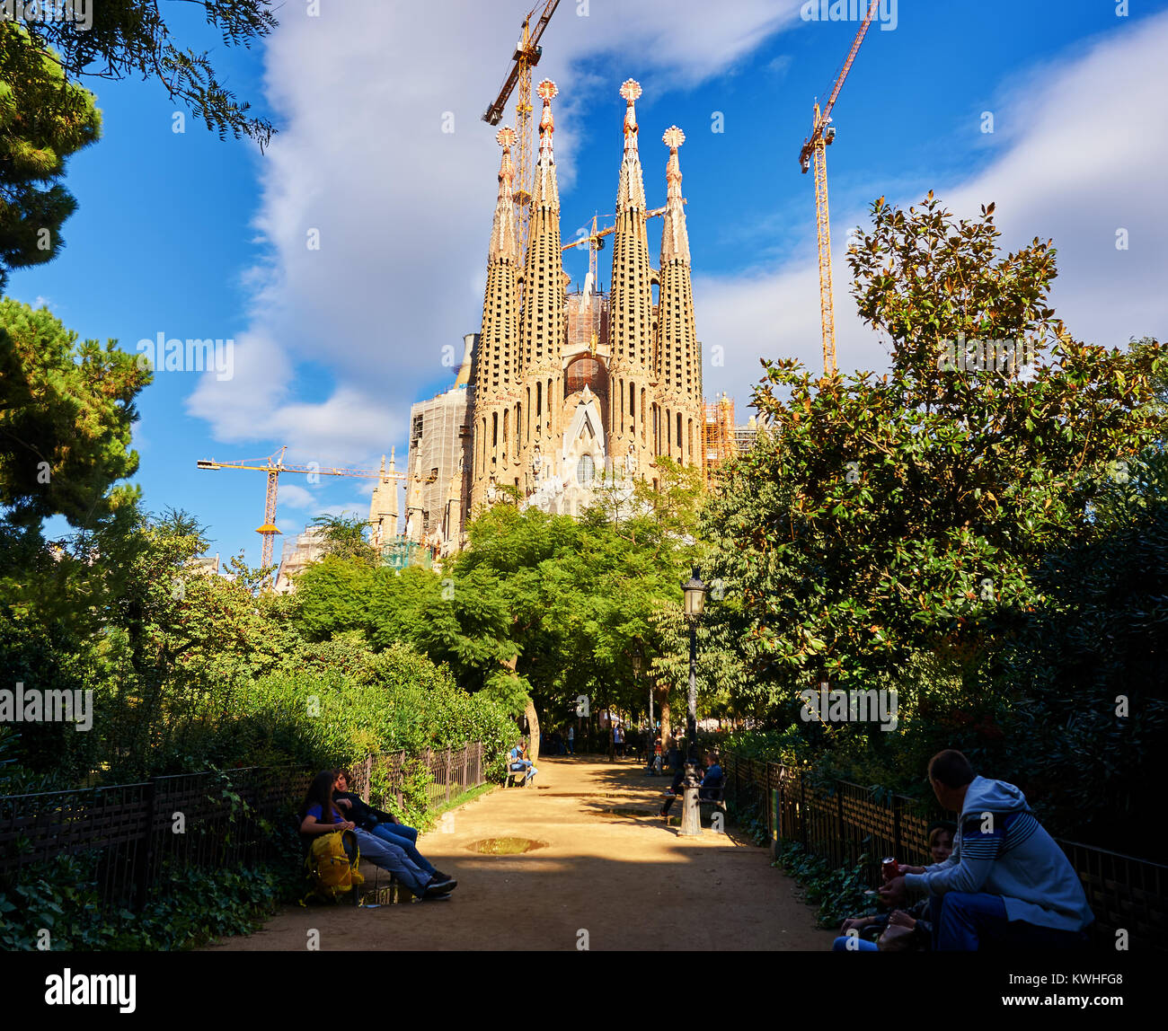 Barcelone, Espagne - 28 octobre 2015 : Sagrada Familia à Barcelone, Espagne. Lorsque vous avez terminé il sera la plus grande église dans le monde Banque D'Images