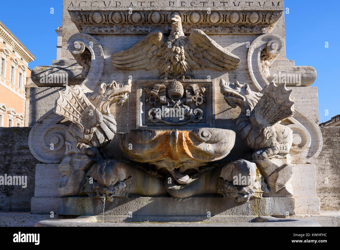 Fontaine de l'Obélisque du Latran à Saint John, Rome, Latium, Italie Banque D'Images