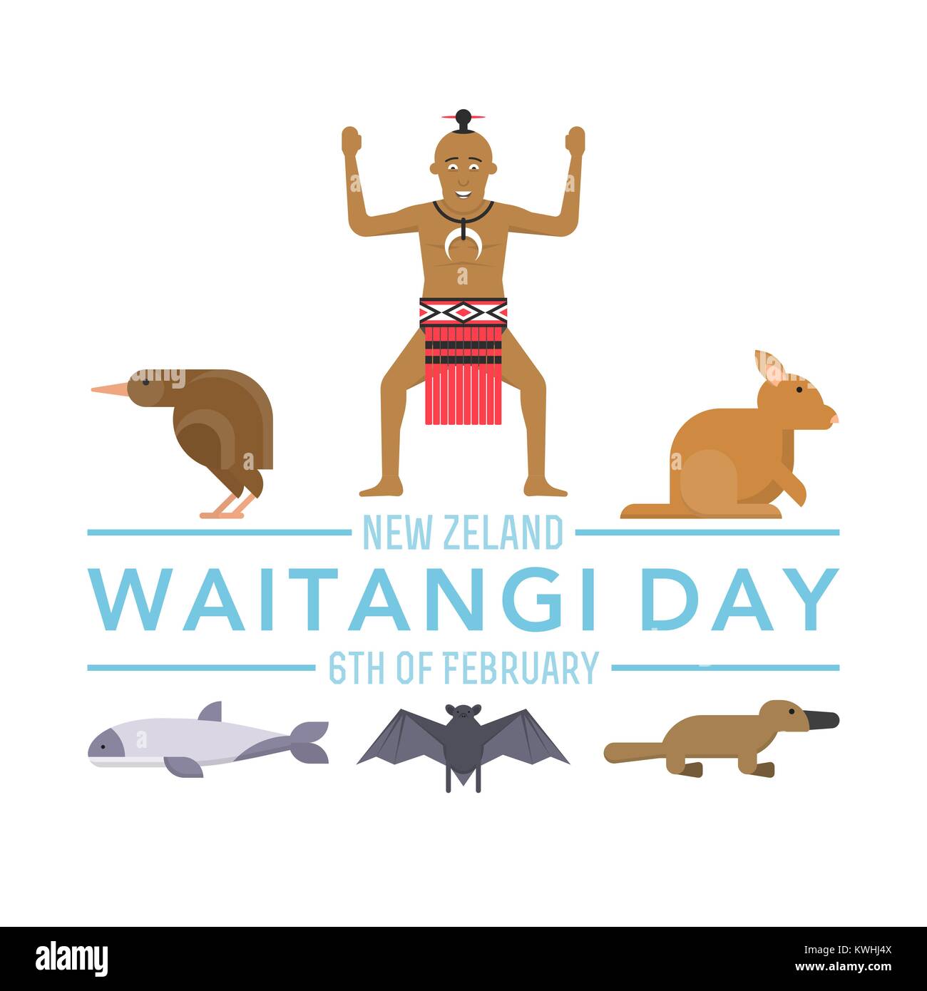 La NOUVELLE ZELANDE Waitangi Day le 6 février. Illustration de Vecteur