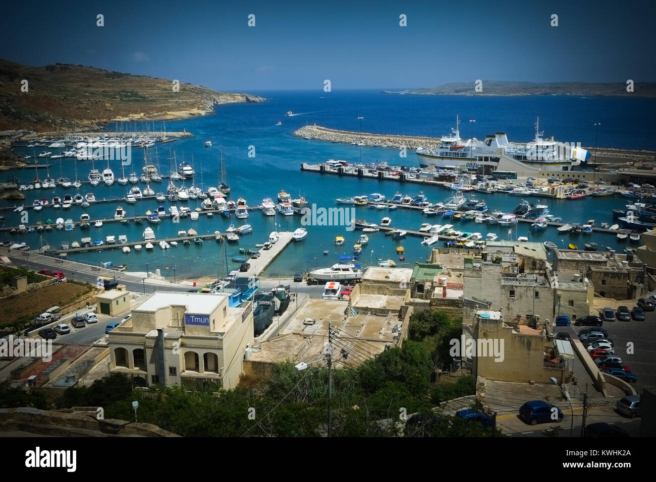 En arrivant dans le Port de Mgarr, Gozo Gozo Channel Company sur le ferry de Malte Banque D'Images