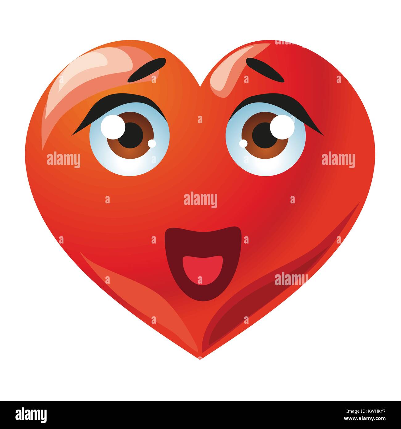 Smiling cartoon coeur rouge expression d'émoticônes emoji Illustration de Vecteur