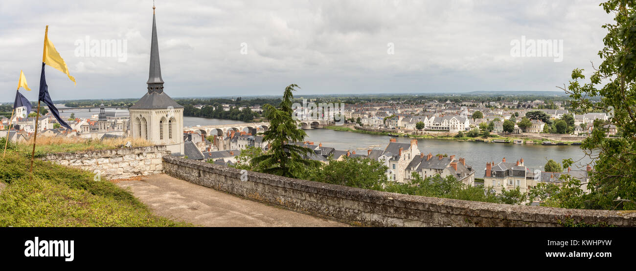 Vue de Saumur et de la Loire, Saumur, France, Europe. Banque D'Images