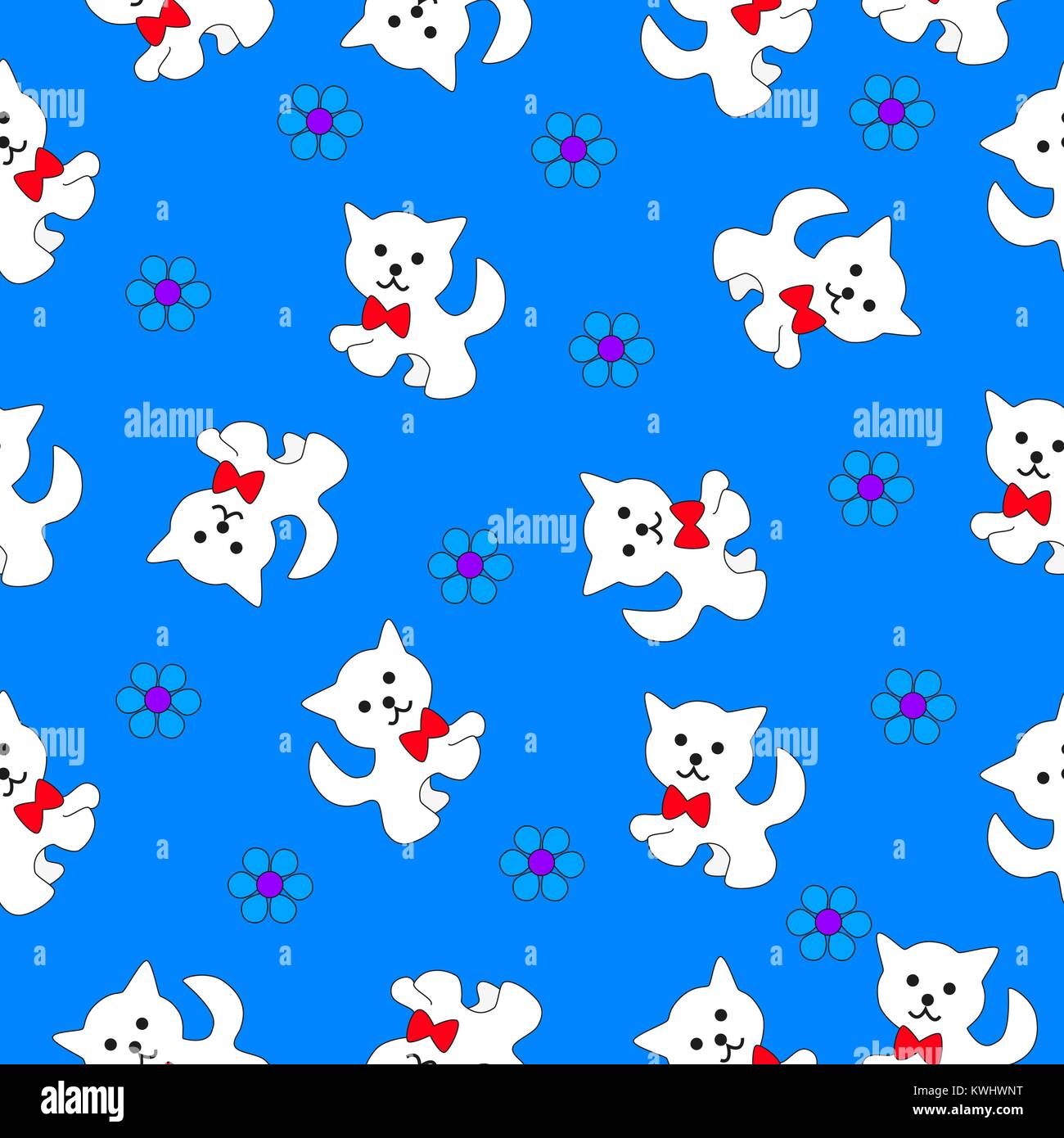 Seamless texture avec chaton blanc et fleur. Illustration de Vecteur