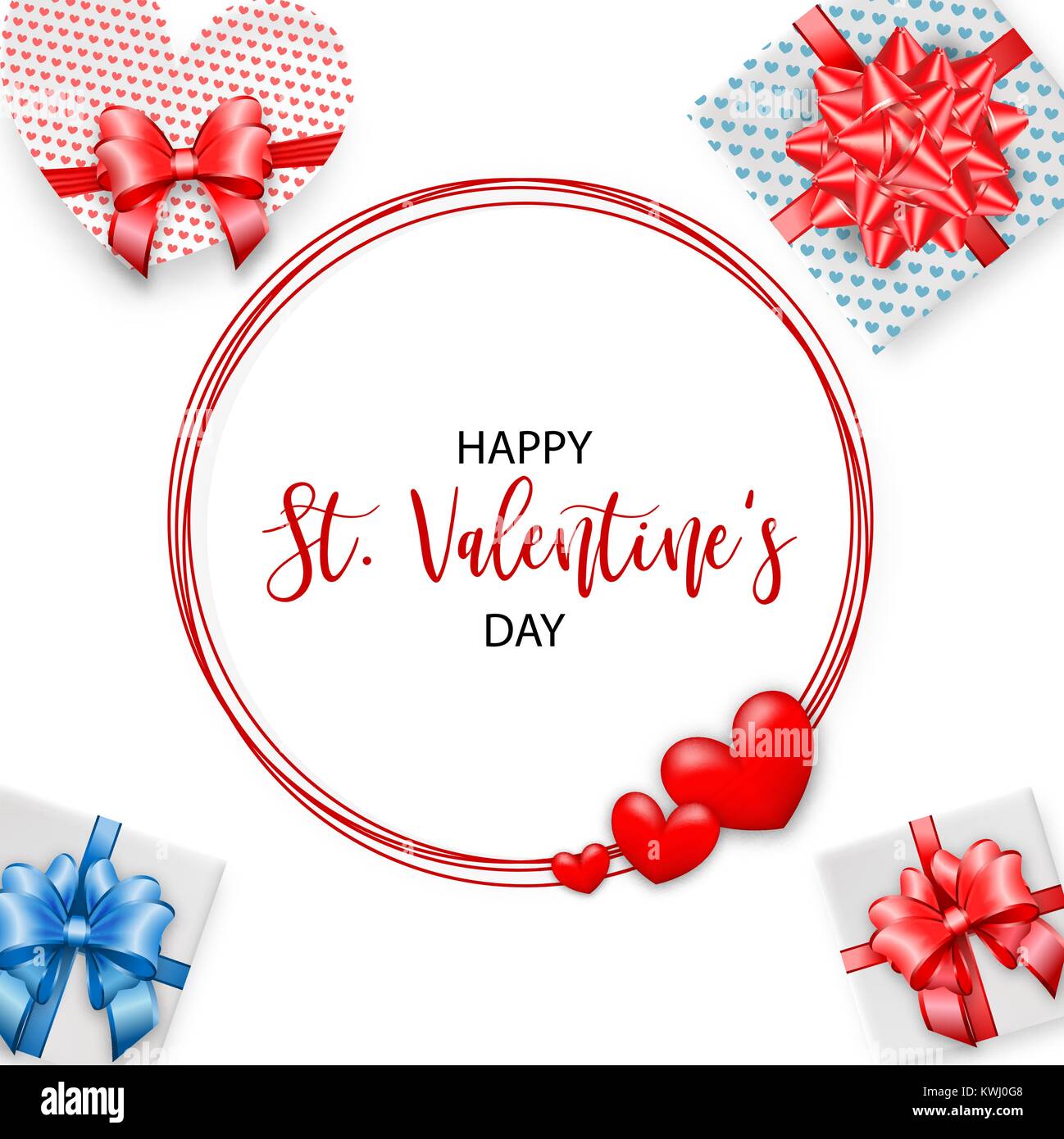 Bow cadeau Saint Valentin carte Illustration de Vecteur