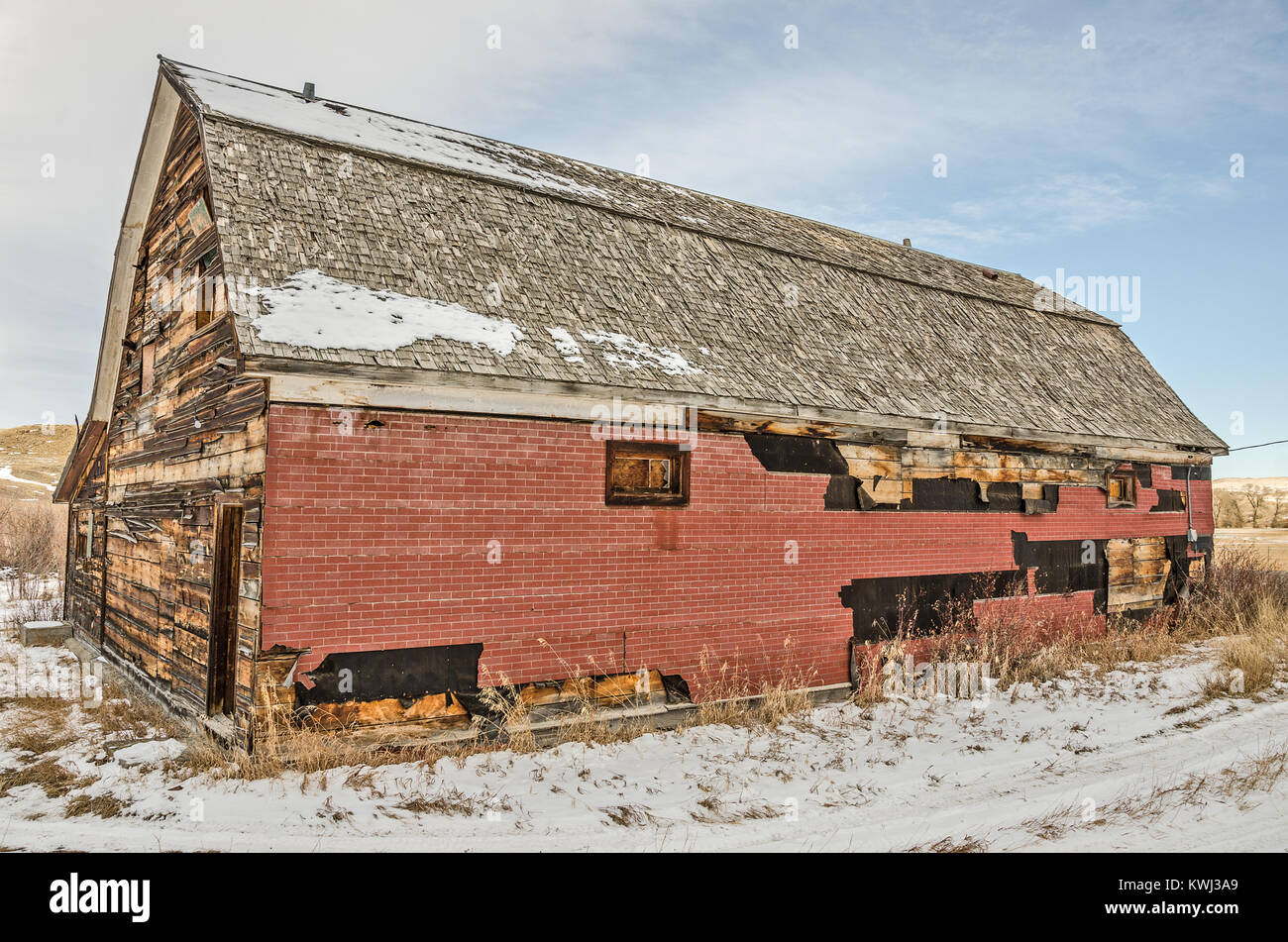 Construit pour ressembler à une grange en raison de la zone agricole, c'est dans cette salle communautaire a été modifié en plusieurs endroits. Banque D'Images