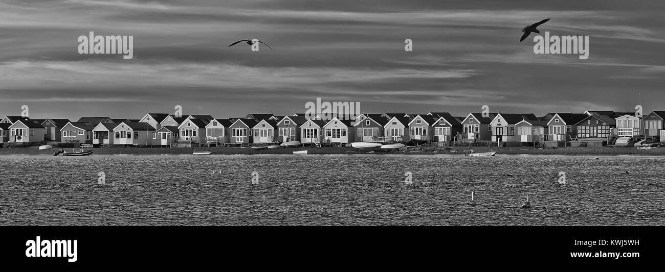 Cabines de plage, Hengistbury Head, Christchurch, Dorset Banque D'Images