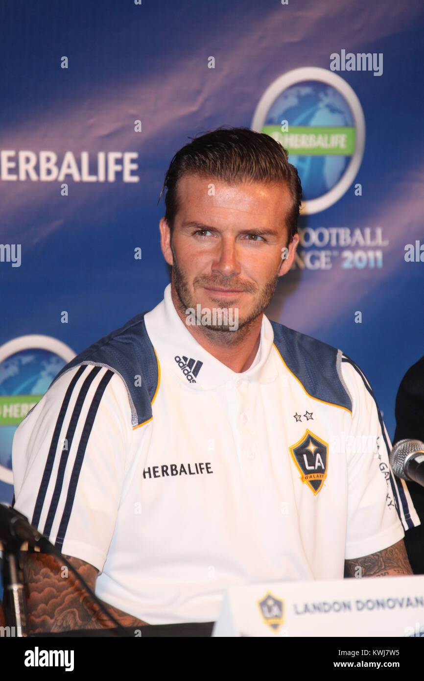 LOS ANGELES, CA - le 12 juillet : David Beckham assiste à Herbalife world football challenge conférence de presse à Creative Artists Agency le 12 juillet 2011 à Los Angeles, Californie. People : David Beckham Banque D'Images