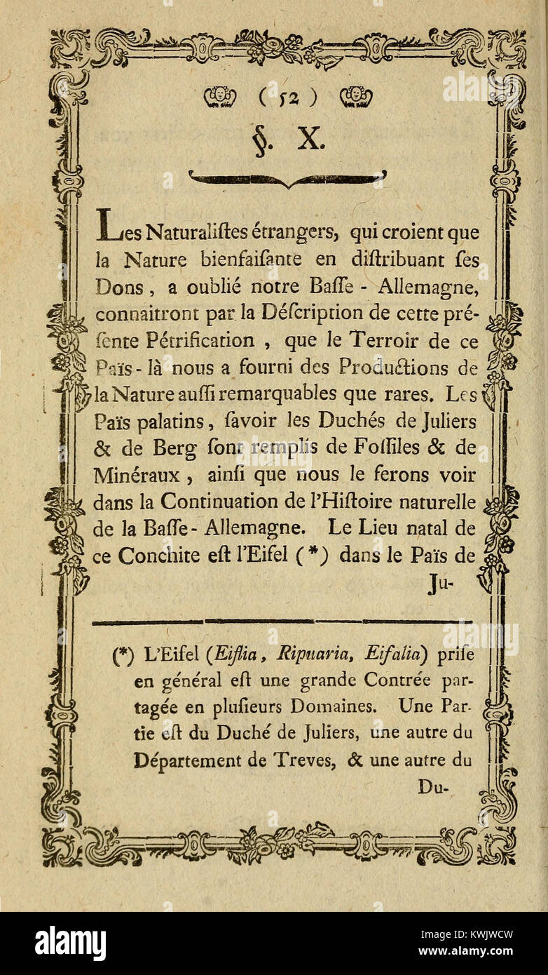 Cette publication scientifique de 1771 décrit des mollusques à coquille fossilisés rares et inconnus découverts en basse-Allemagne, contribuant à l'étude de l'histoire naturelle et des collections zoologiques. Banque D'Images