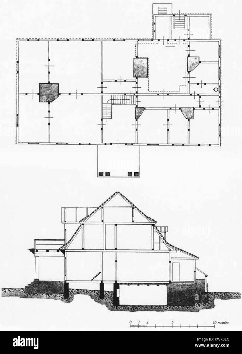 La photographie de 1928 de la localité de Żyrmuny (alors Pologne/aujourd’hui Biélorussie) enregistre un moment dans l’histoire de la ville, capturant l’environnement bâti et les habitants de l’entre-deux-guerres. Banque D'Images