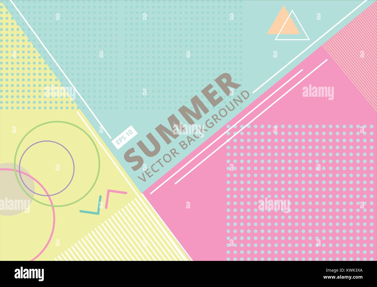 L'été avec style rétro pastel texture couleur, motif et les éléments de géométrie. Résumé carte design parfait pour des tirages, flyers, bannières, invitations, Vec Illustration de Vecteur