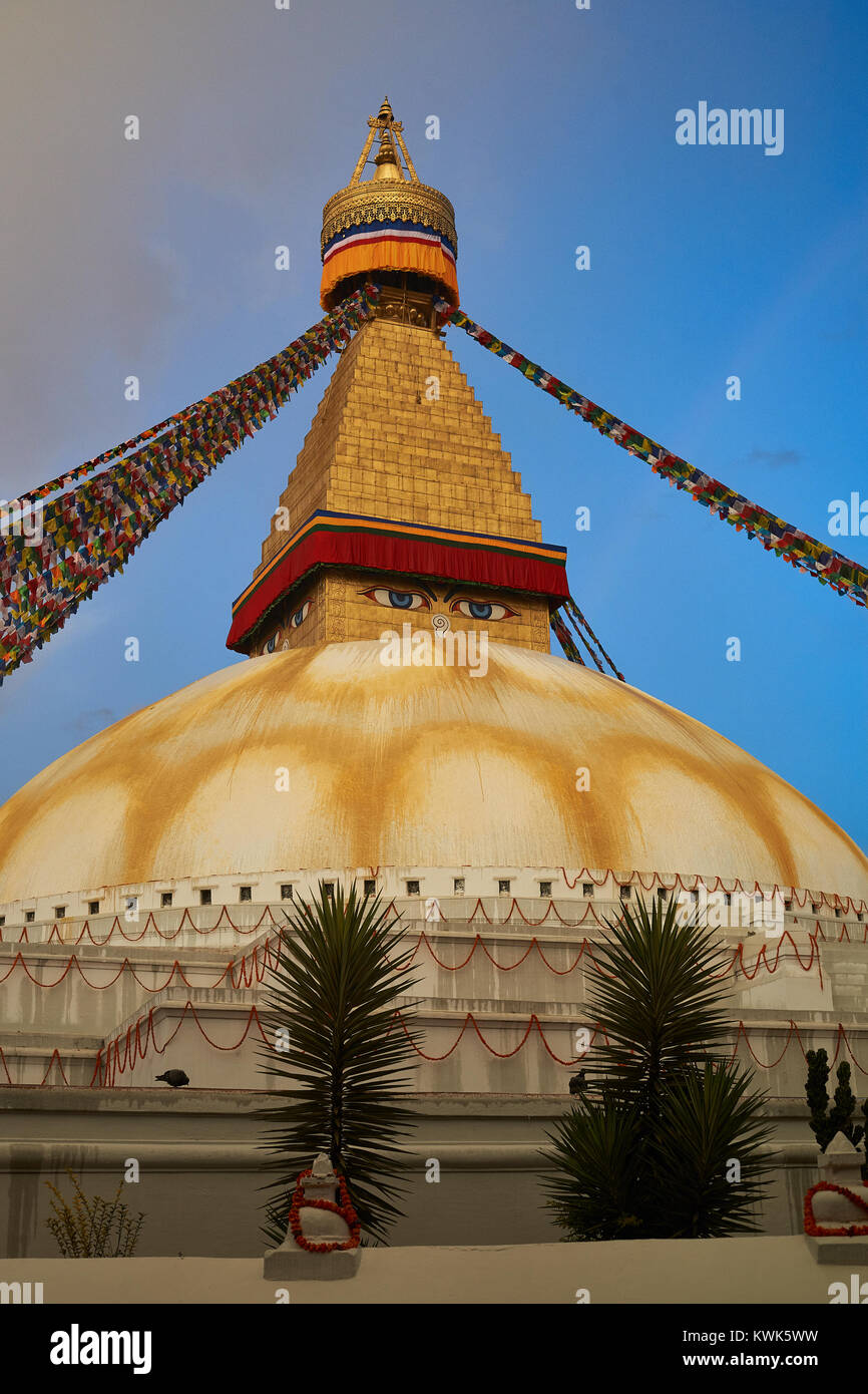 De stupa bouddhiste Boudhanath, Boudhanath, Katmandou, Népal Banque D'Images