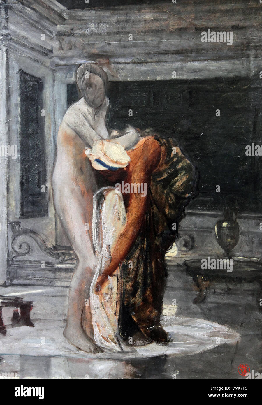 Le Bain de Diane par Pierre-Victor Galland (1822 - 1892) un peintre français Banque D'Images