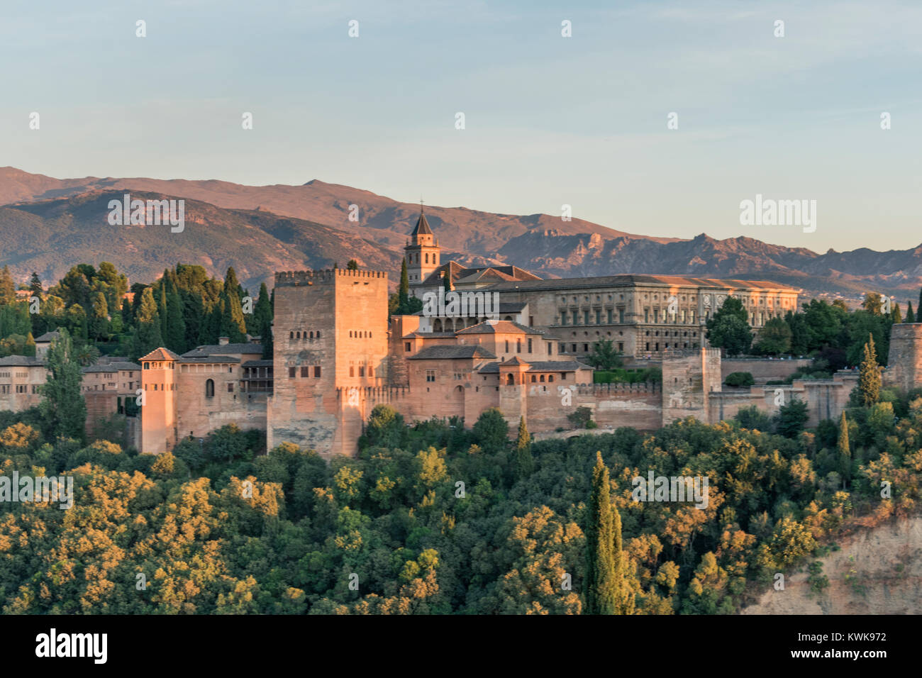 Vue de l'Alhambra depuis le Mirador de San Nicolas, Granada, Espagne Banque D'Images