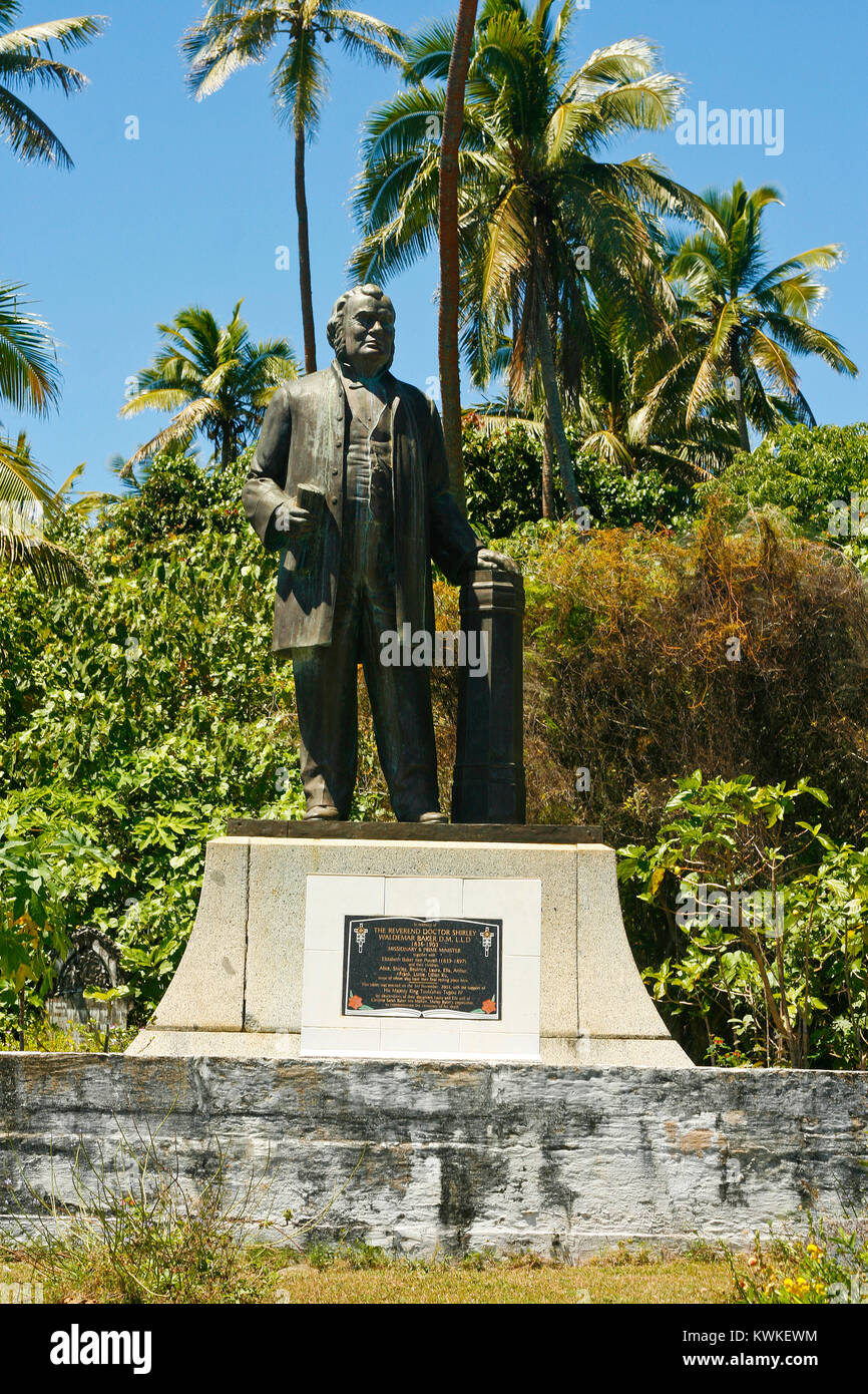 Statue de révérend docteur Shirley Waldemar Baker. Ville Pangai. L'île de Lifuka. Les îles Ha'apai. Tonga Banque D'Images