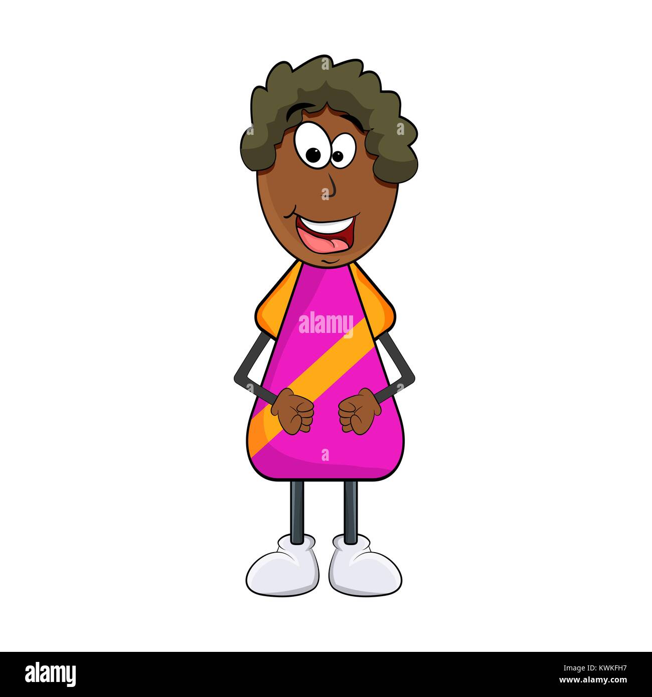 Femme noire africaine cartoon isolé sur fond blanc Illustration de Vecteur