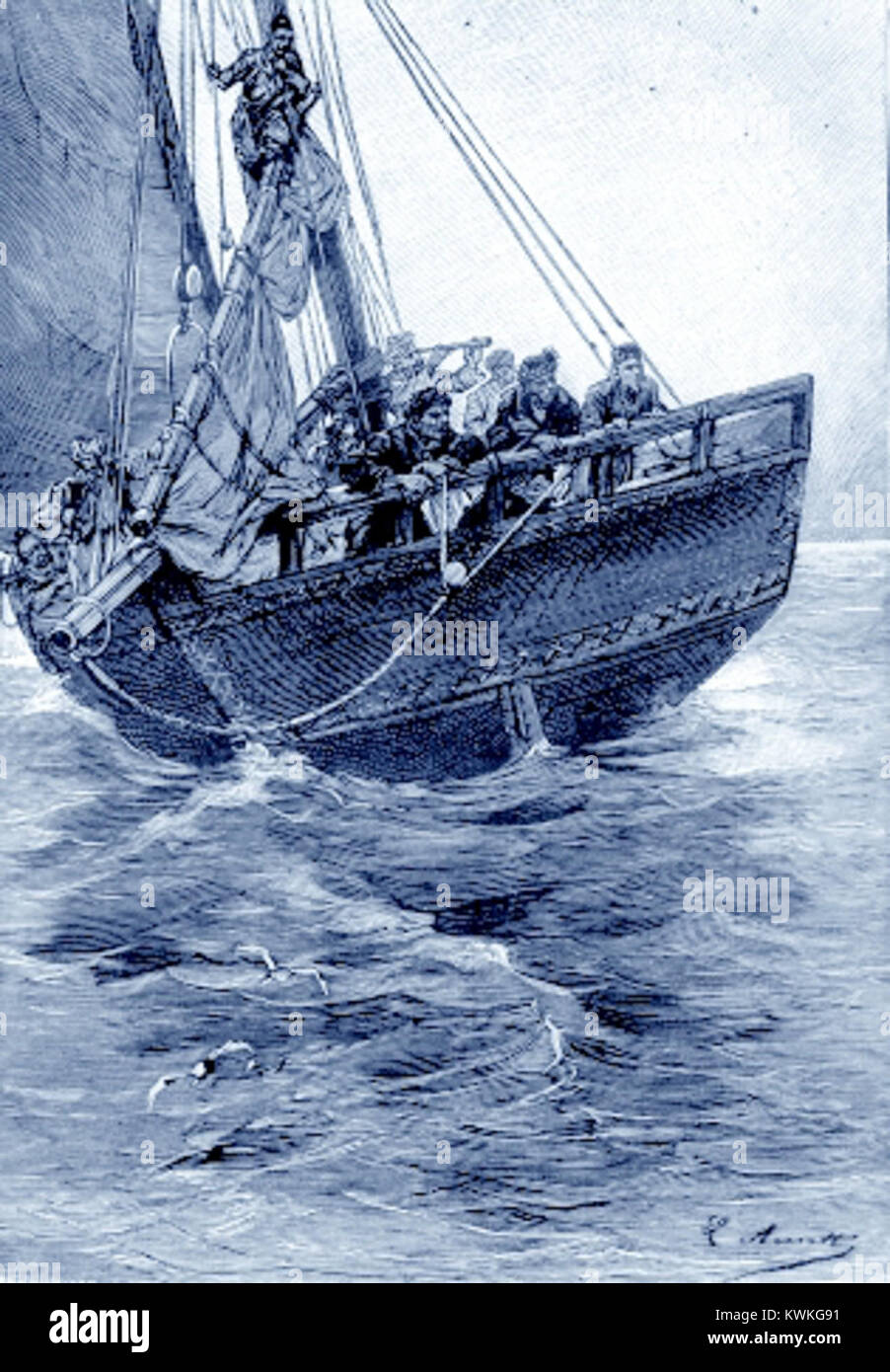 Propeller Island de Léon Benett est une illustration qui dépeint probablement des thèmes futuristes ou imaginatifs, peut-être liés à la technologie, au transport ou à l'exploration. L'œuvre reflète le style artistique détaillé de Benett et son accent sur les questions contemporaines pendant son temps. Banque D'Images