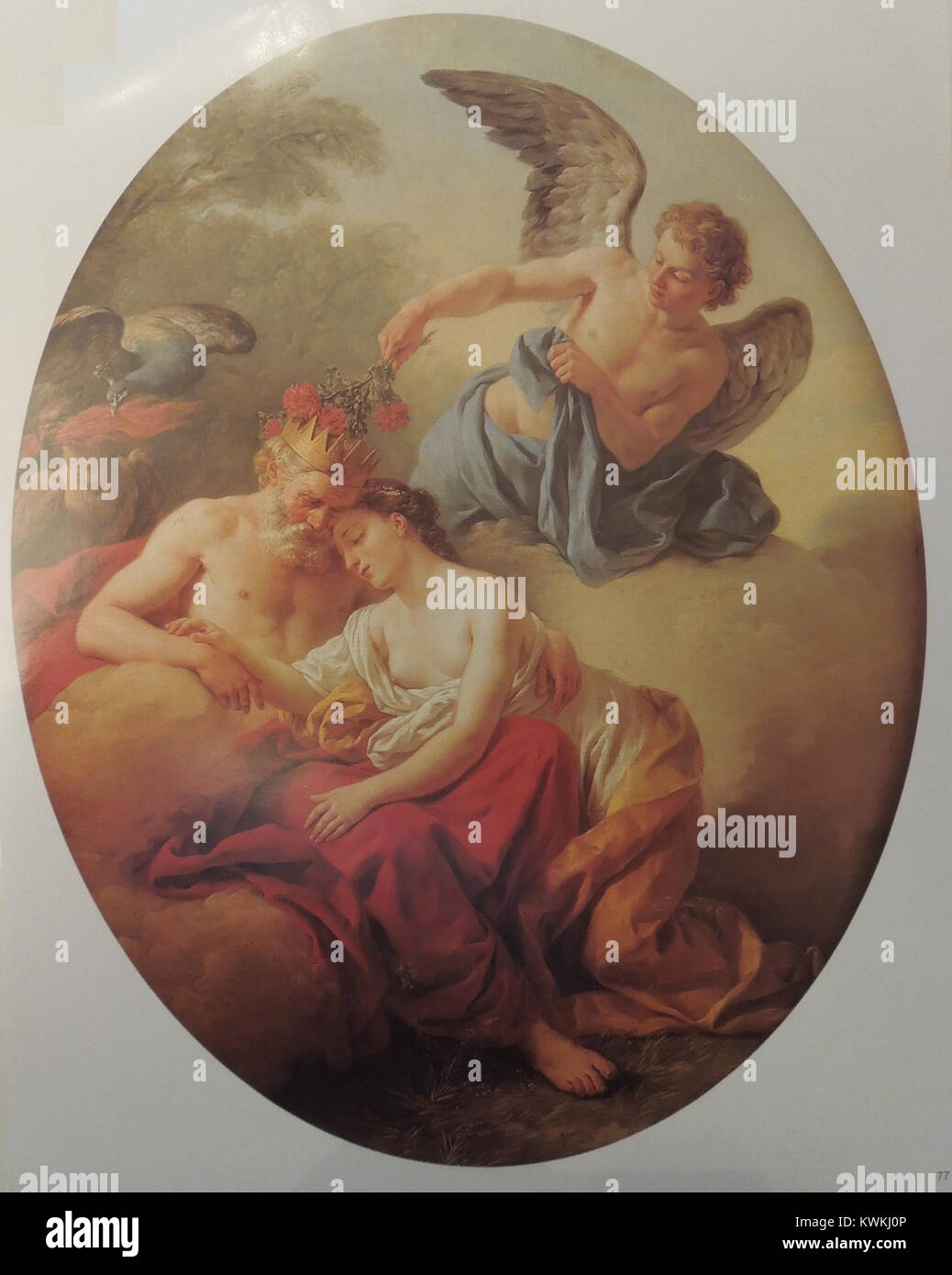 Une œuvre d'art classique intitulée 'Jupiter et Junon sur le mont Ida', représentant la scène mythologique de Jupiter et Junon sur le Mont Ida, reflétant des thèmes de la mythologie gréco-romaine et de l'histoire de l'art. Banque D'Images