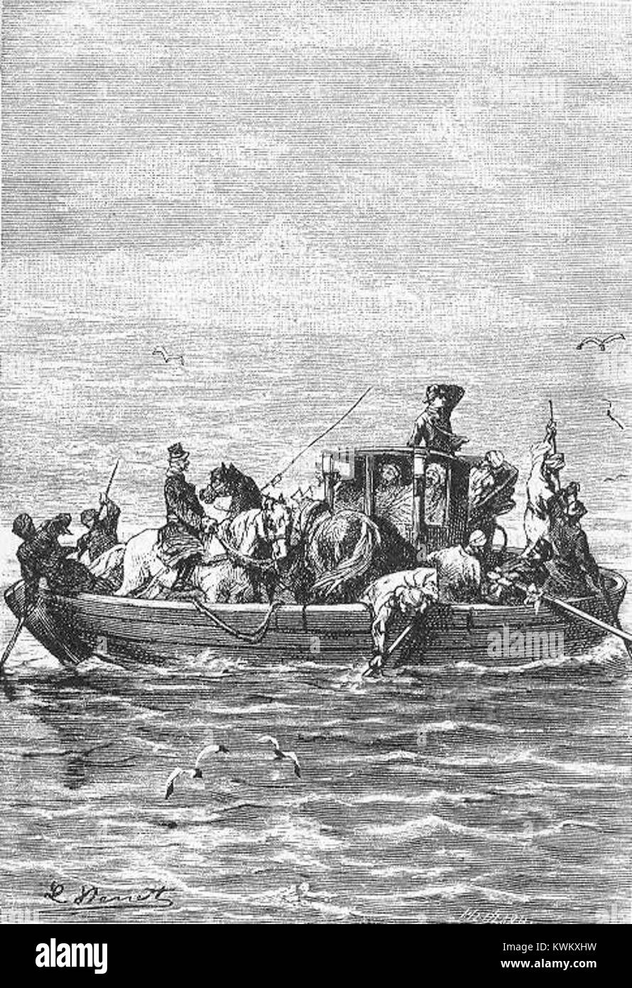 L’illustration de Léon Benett K’raban L’inflexible dépeint le protagoniste K’raban avec détermination symbolique et composition dramatique, caractéristiques de l’illustration du livre français du XIXe siècle. Banque D'Images