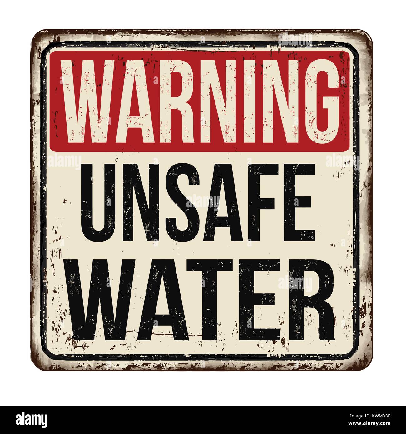 Attention l'insalubrité de l'eau vintage métal rouillé signe sur un fond blanc, vector illustration Illustration de Vecteur