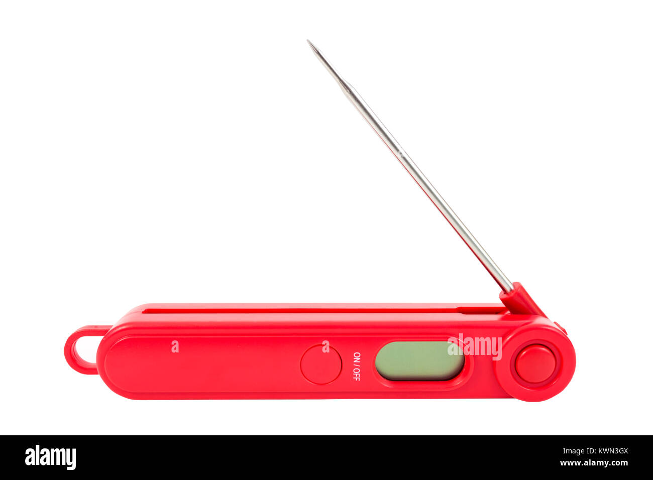 Red digital thermomètre à viande. Isolées. Banque D'Images