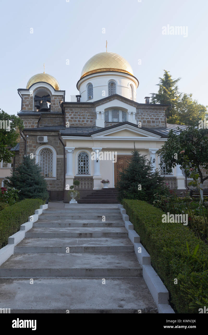 Temple Transfiguration dans Hosta district de Sotchi Ville au lever du soleil, dans la région de Krasnodar, Russie Banque D'Images
