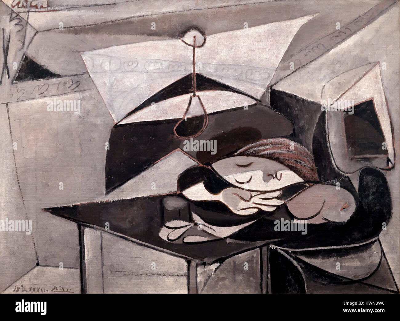 Femme endormie à une table, Pablo Picasso, 1936, Banque D'Images