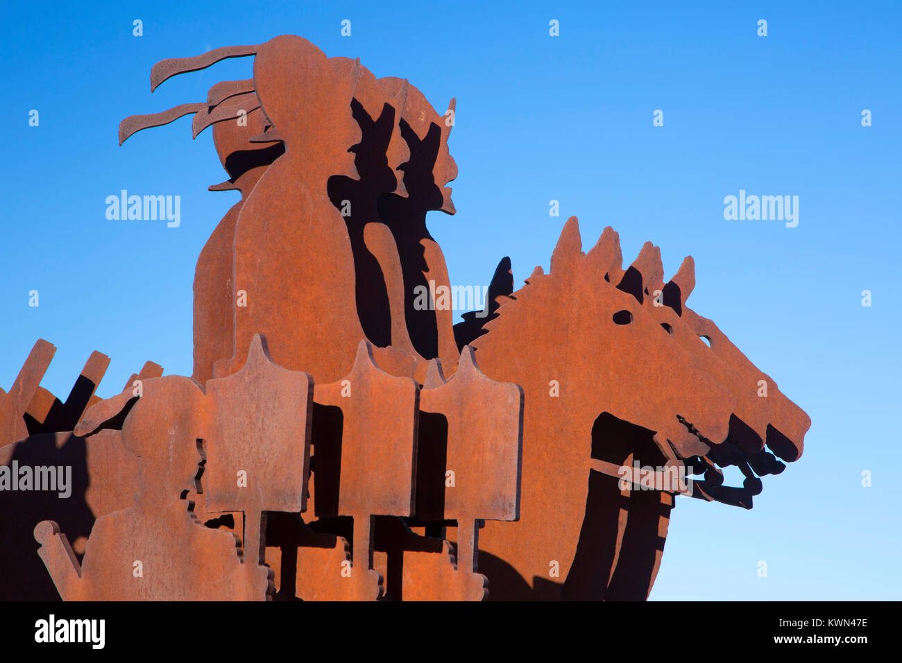 La Puerta del Sol sculpture, Tomé Hill Park, El Camino Real de Tierra Adentro National Historic Trail, Nouveau Mexique Banque D'Images