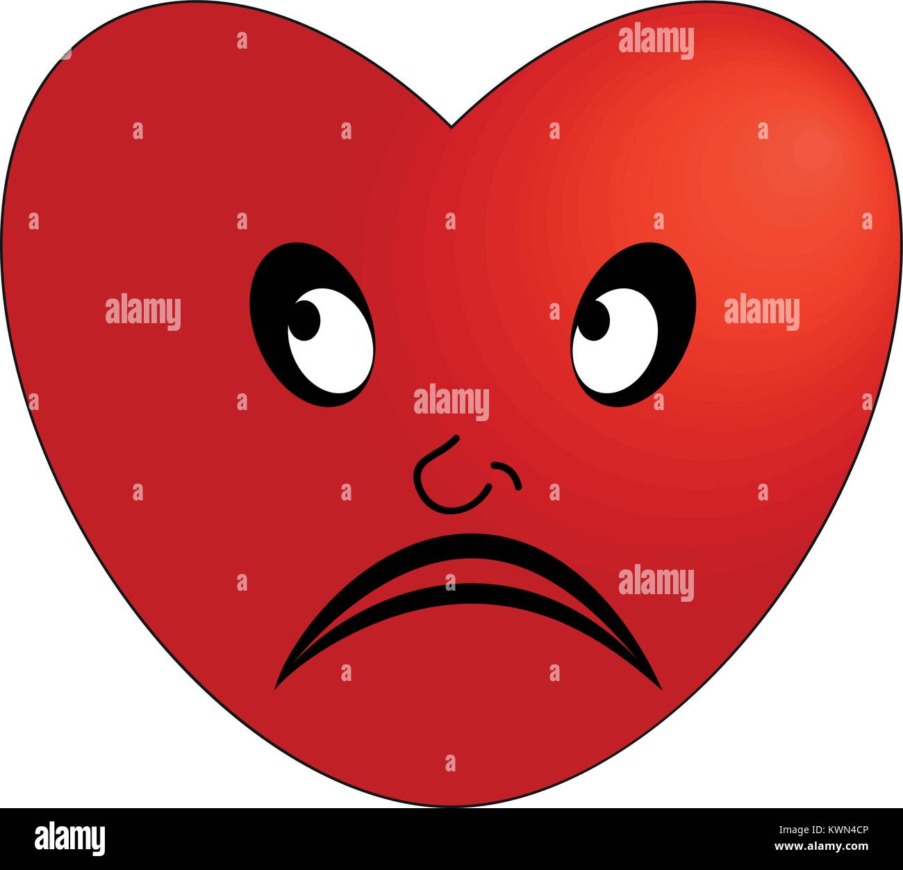 Triste émoticône coeur rouge Illustration de Vecteur