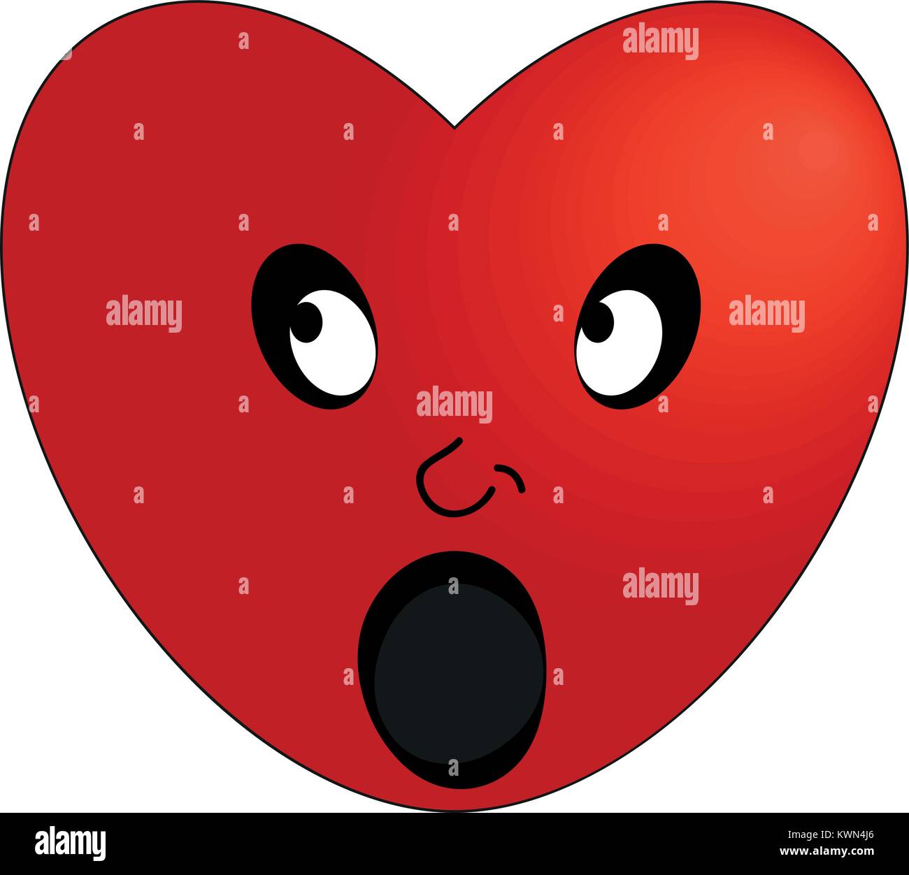 Coeur rouge surpris émoticône Illustration de Vecteur