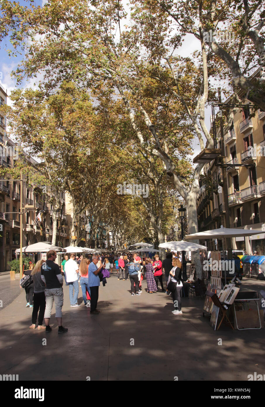 La Rambla Barcelona Espagne Automne 2017 Banque D'Images