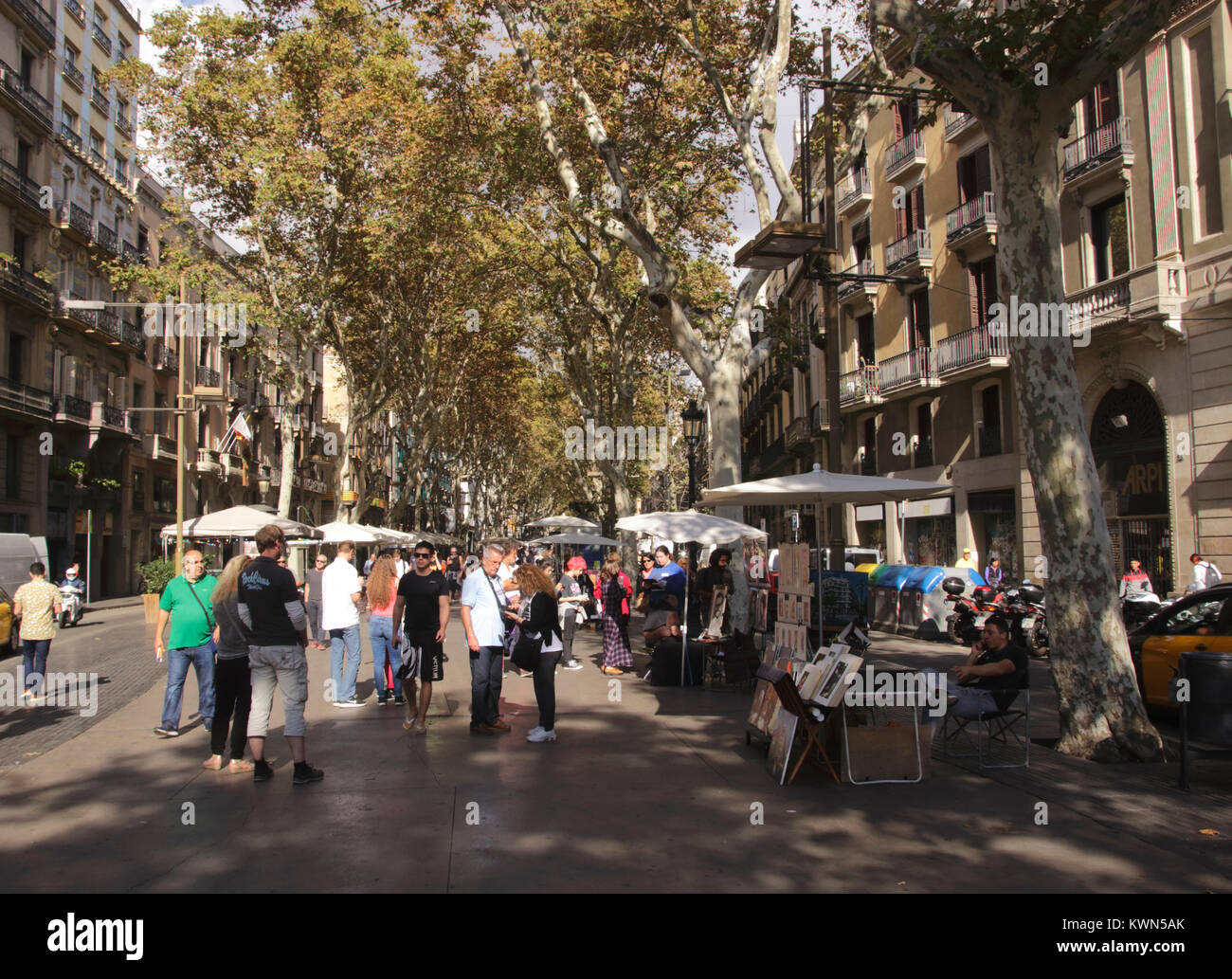 La Rambla Barcelona Espagne Automne 2017 Banque D'Images