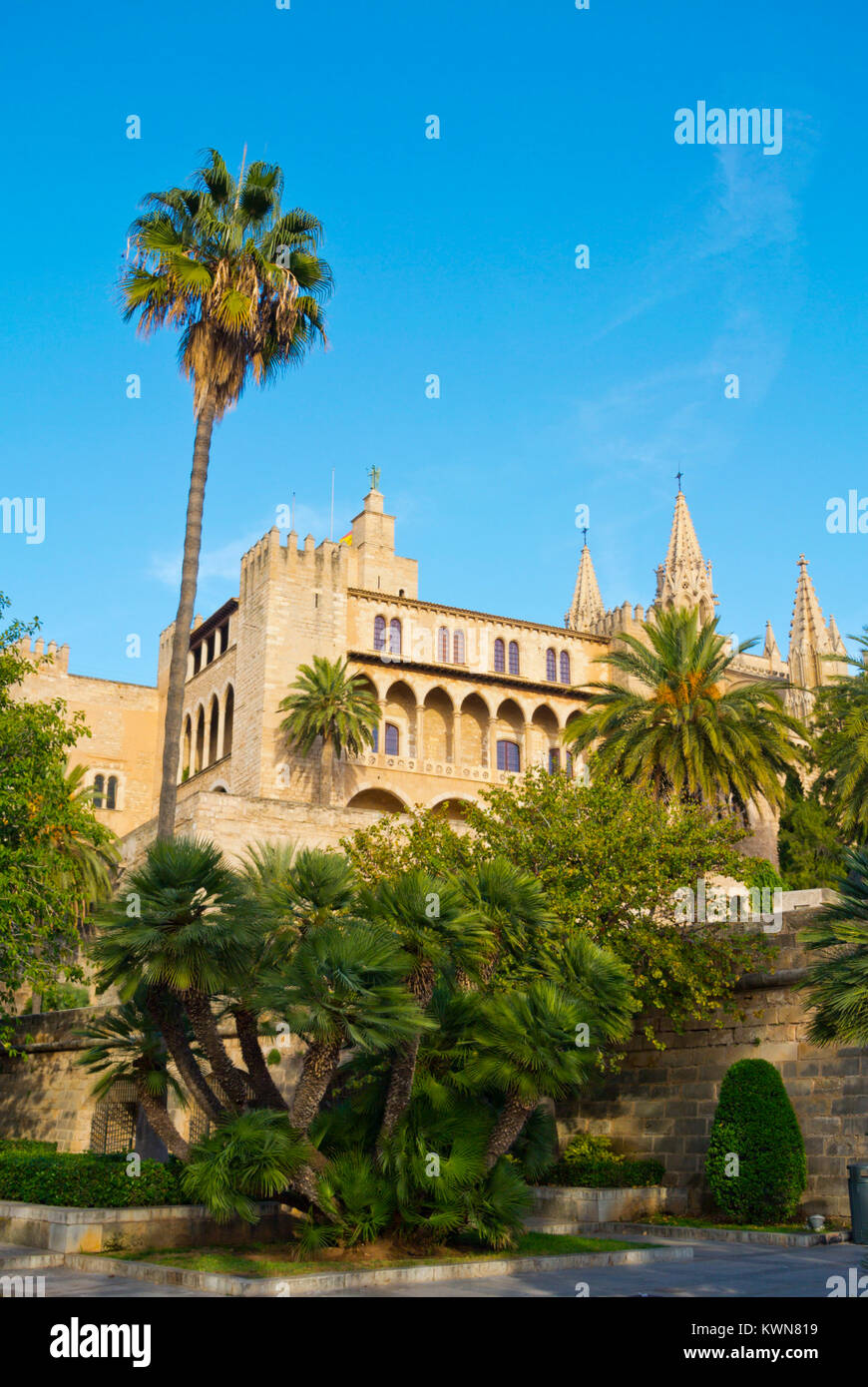 L'Almudaina, Palais Royal de La Almudaina, Palma, Majorque, îles Baléares, Espagne Banque D'Images